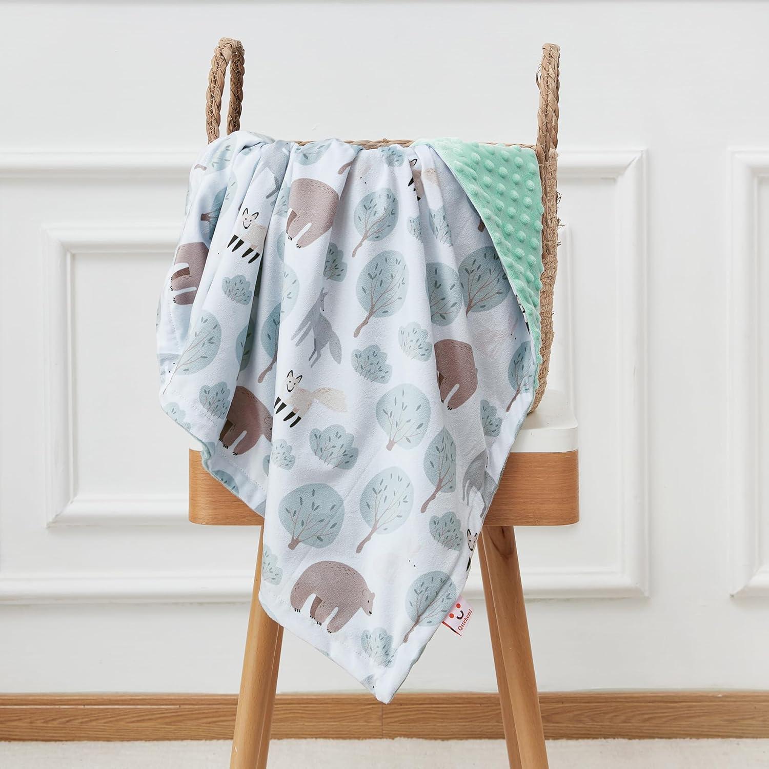 Manta para Bebés QSTEHEML Oso 76x102cm Doble Capa Suave