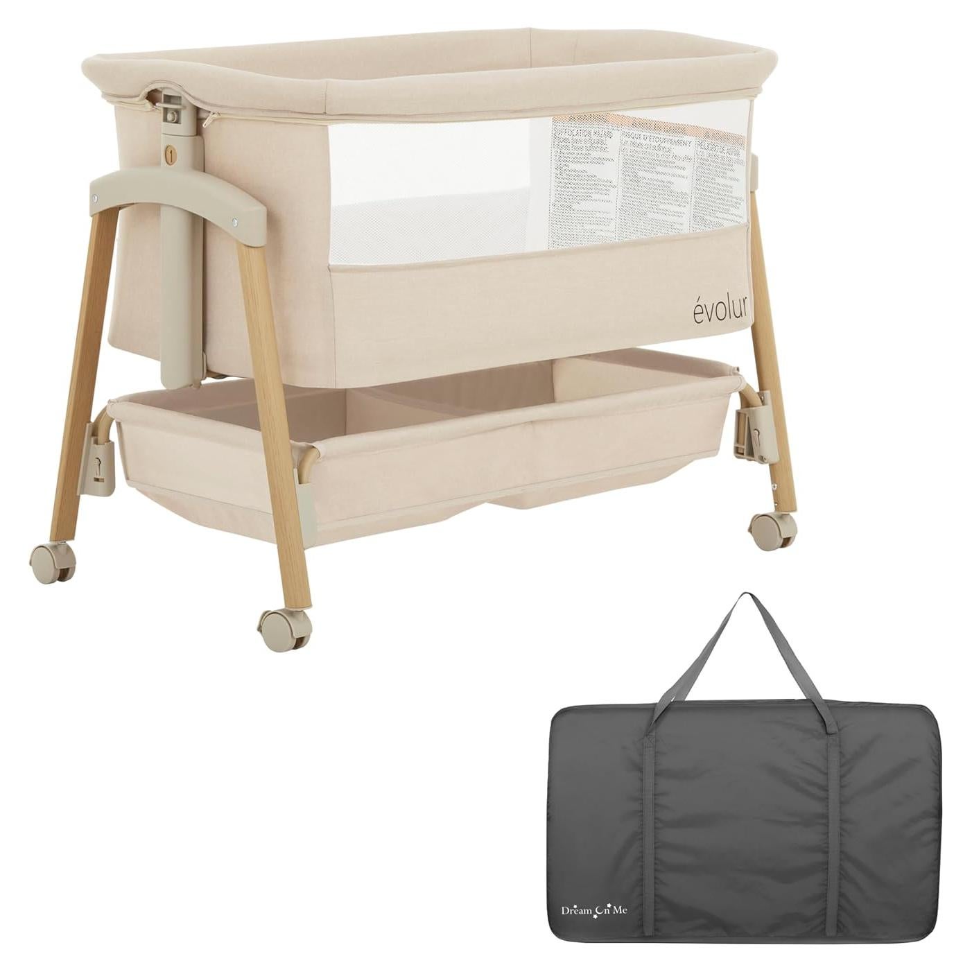 Cuna Portátil Evolur Lullaby con Ruedas y 7 Alturas Ajustables