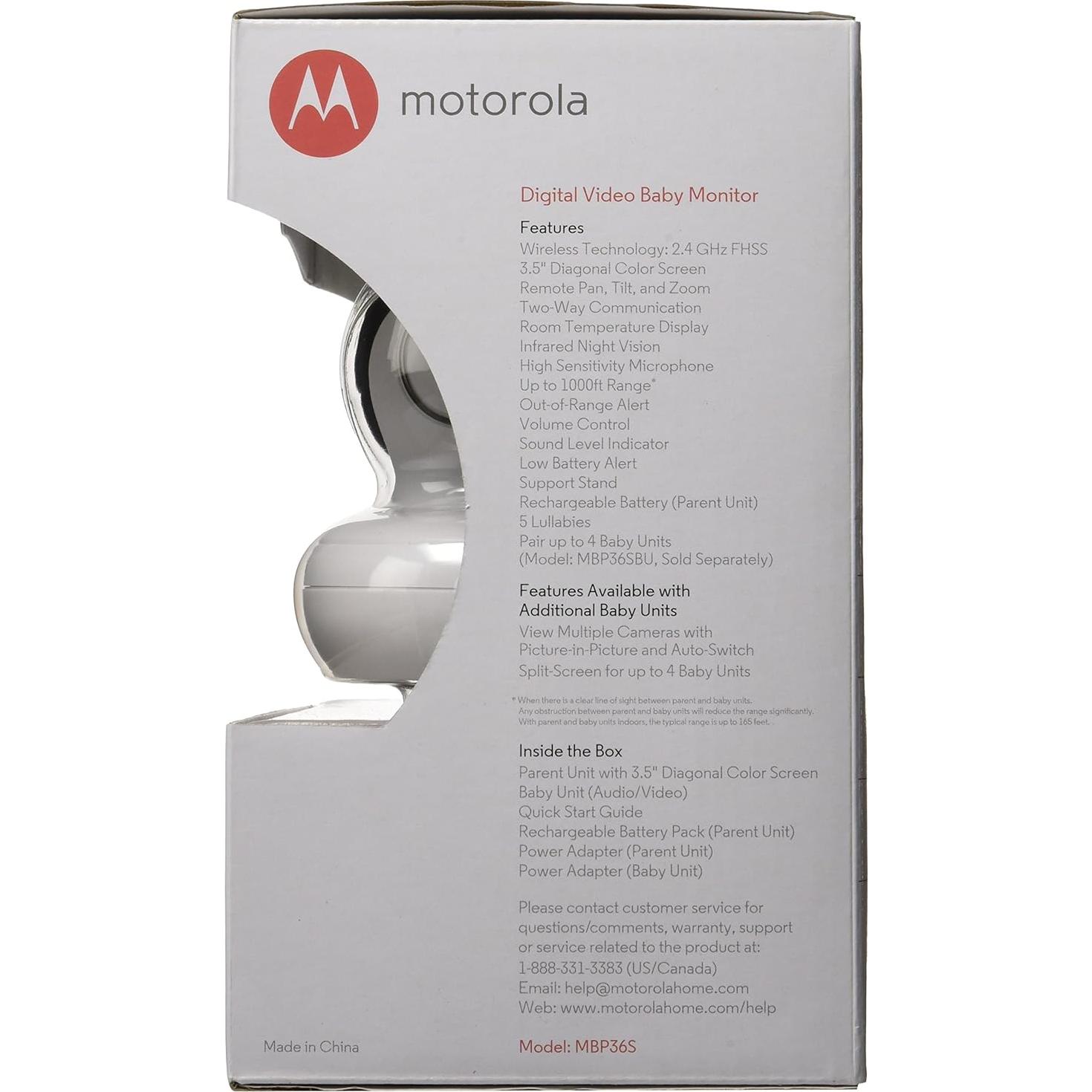 Monitor de Bebé Inalámbrico Motorola MBP36S LCD 3.5"