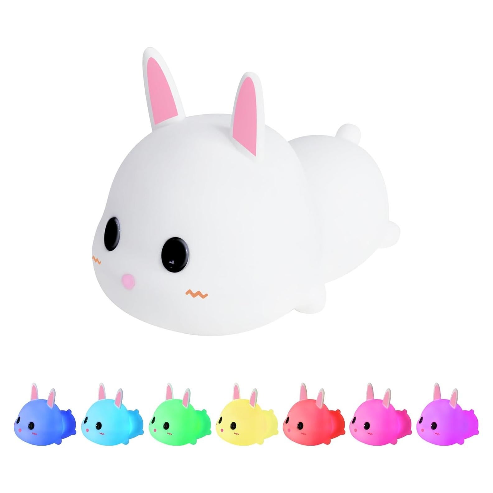 Luz Nocturna Conejo GANGULITO Silicona Táctil 7 Colores