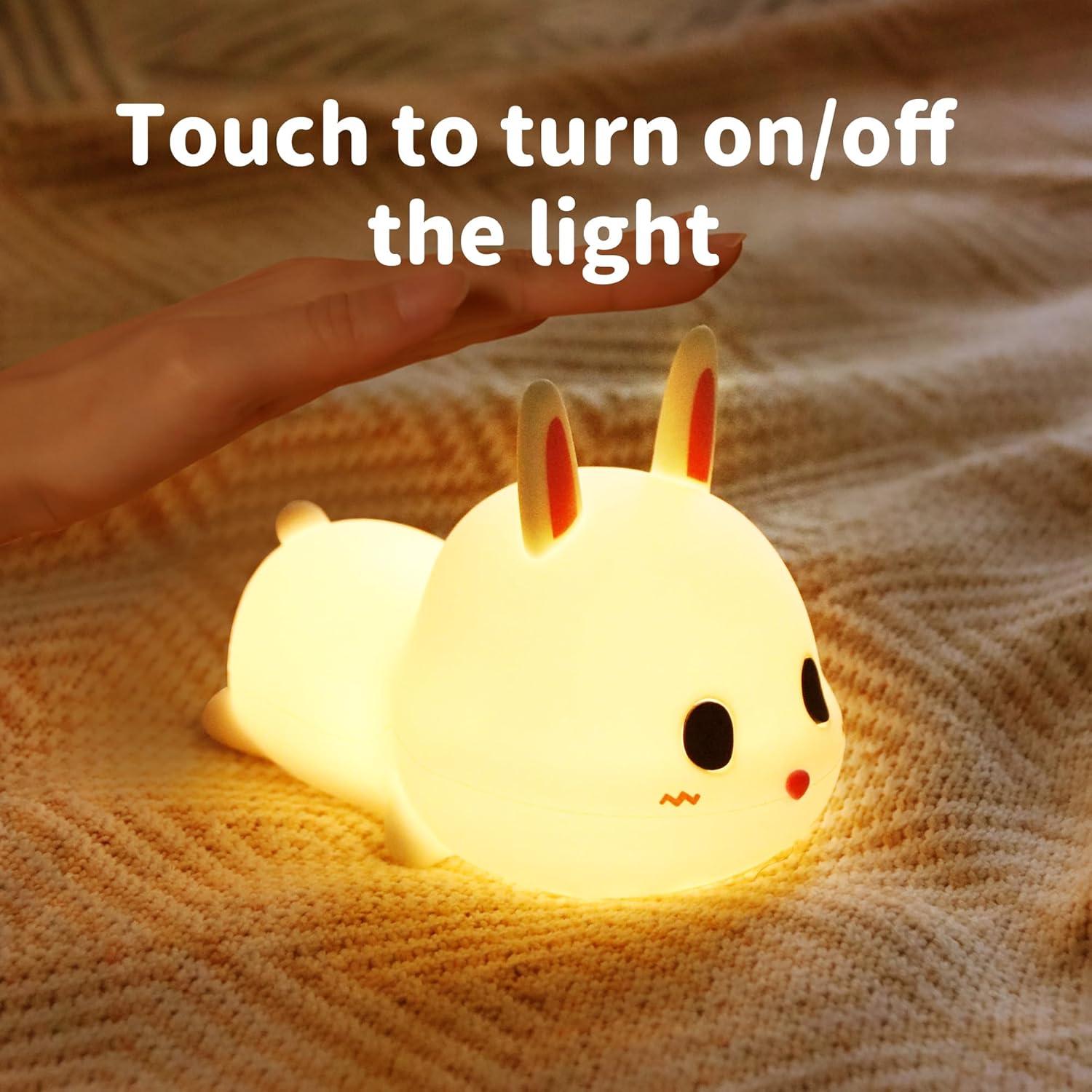 Luz Nocturna Conejo GANGULITO Silicona Táctil 7 Colores