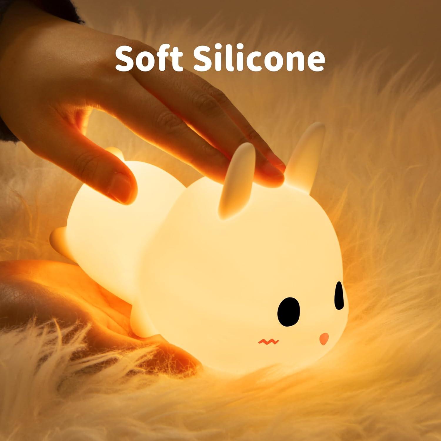 Luz Nocturna Conejo GANGULITO Silicona Táctil 7 Colores