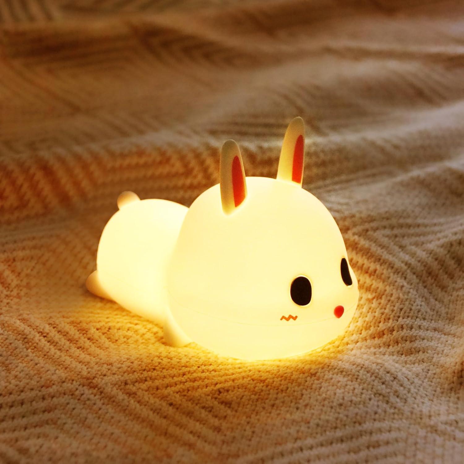 Luz Nocturna Conejo GANGULITO Silicona Táctil 7 Colores