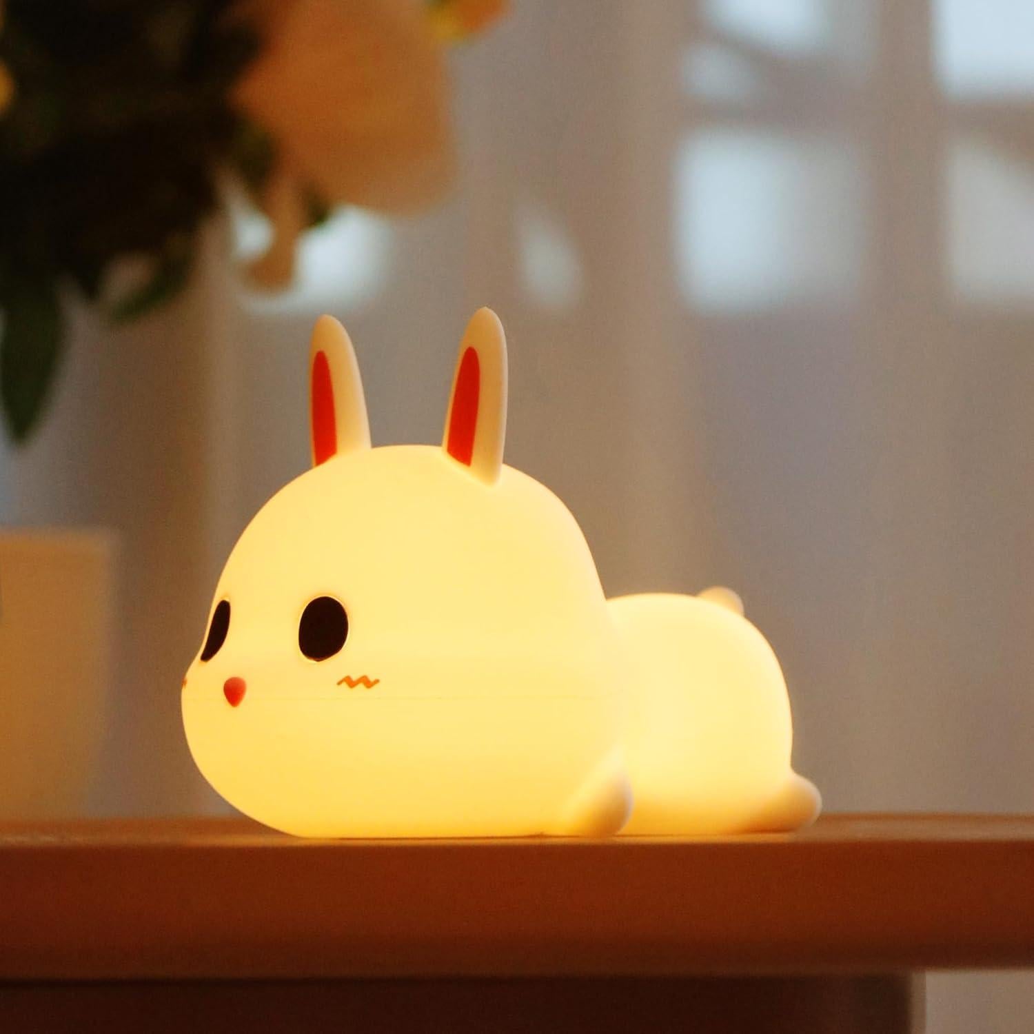 Luz Nocturna Conejo GANGULITO Silicona Táctil 7 Colores