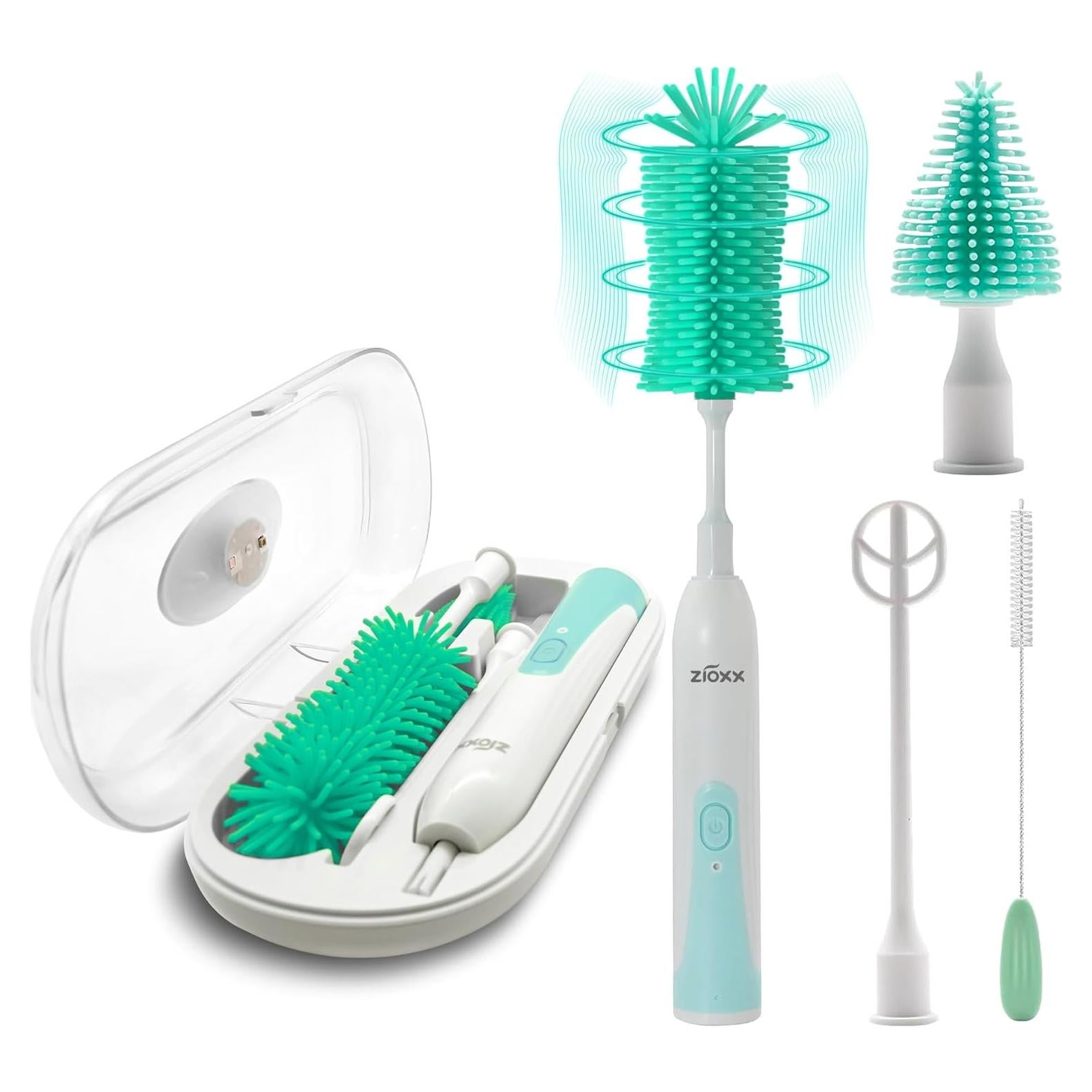 Limpiador Eléctrico de Botellas ZIOXX Verde 7 en 1 Portátil