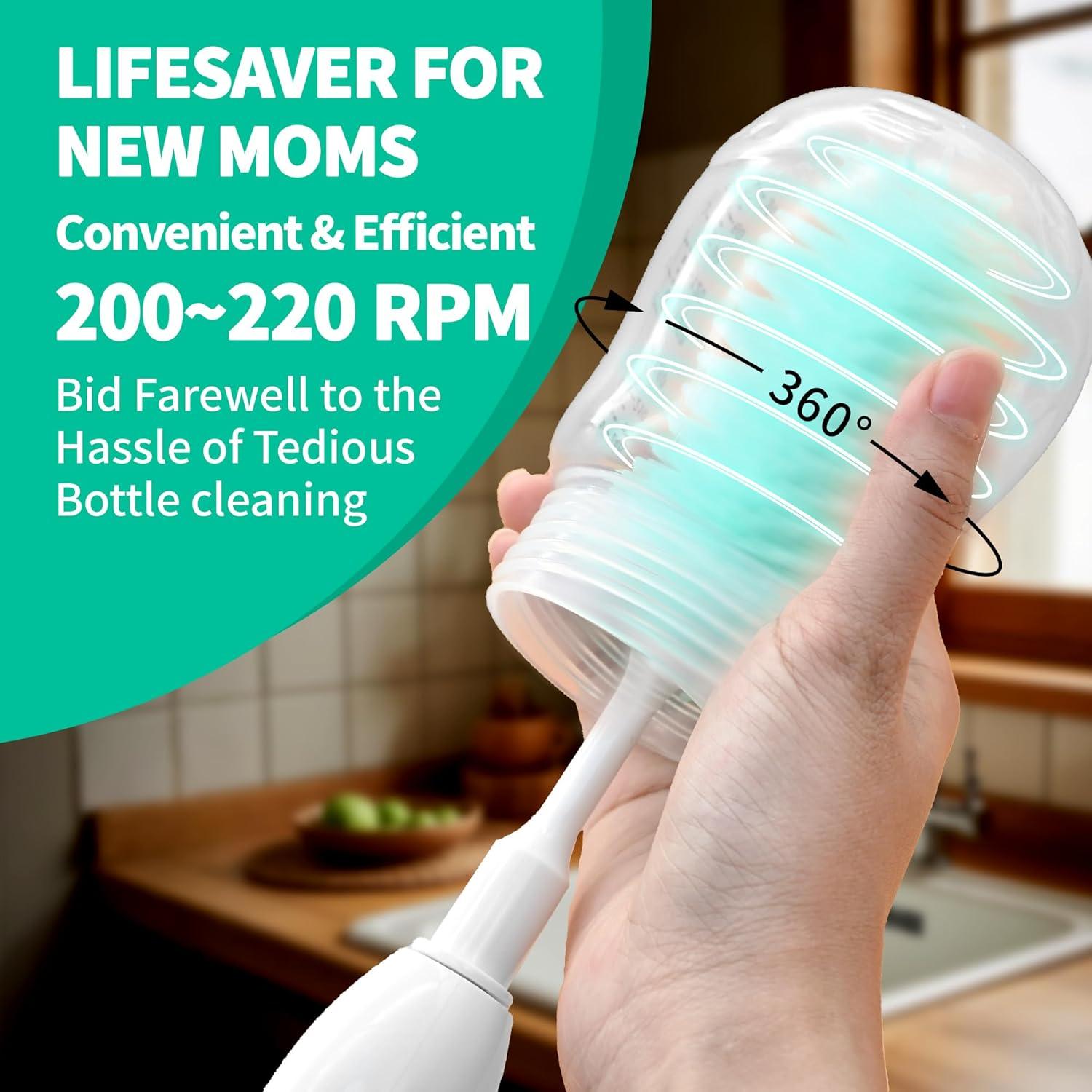 Limpiador Eléctrico de Botellas ZIOXX Verde 7 en 1 Portátil