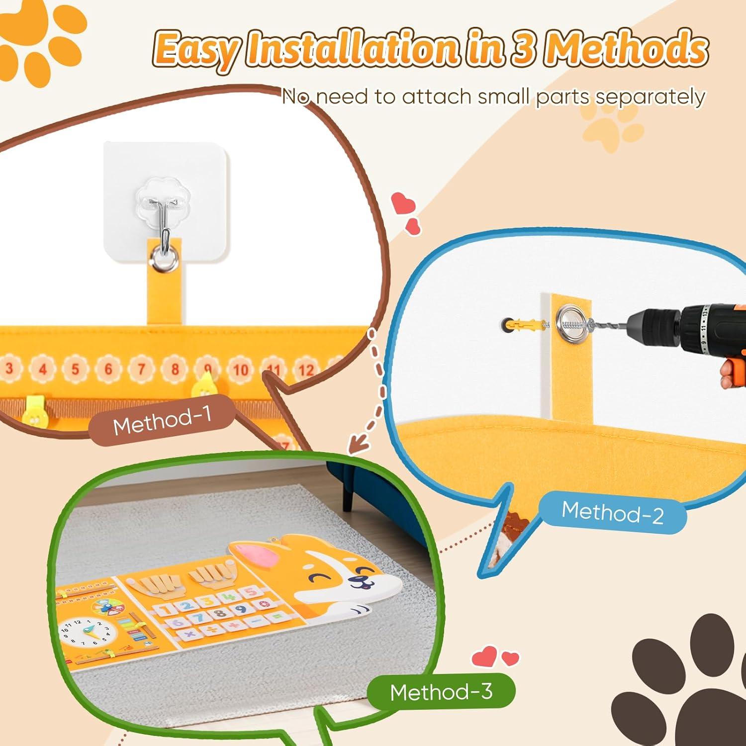 Joyibay Tablero Sensorial Corgi Montessori 14 en 1 para Niños