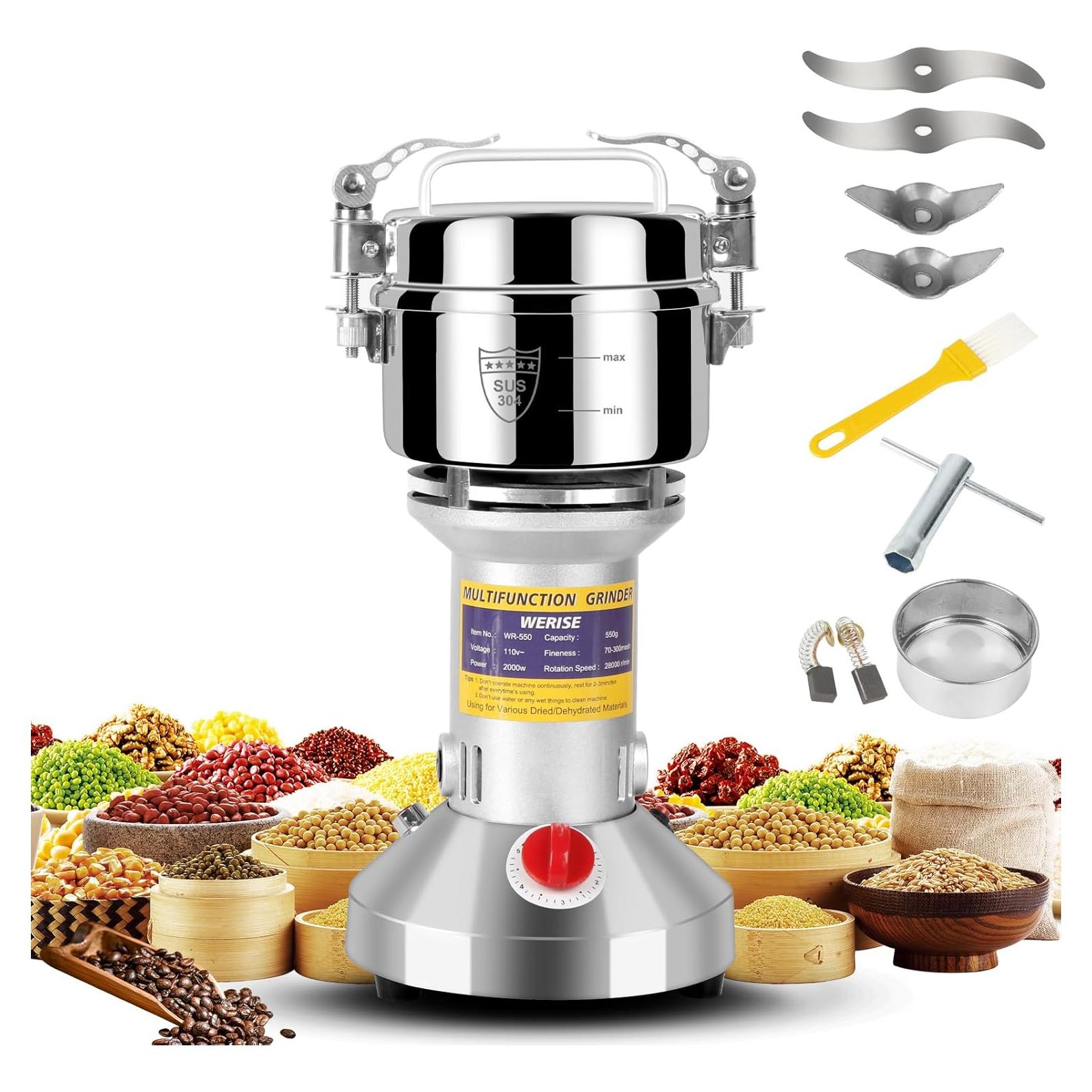 Molino de Harina Eléctrico WERISE 550g Acero Inoxidable