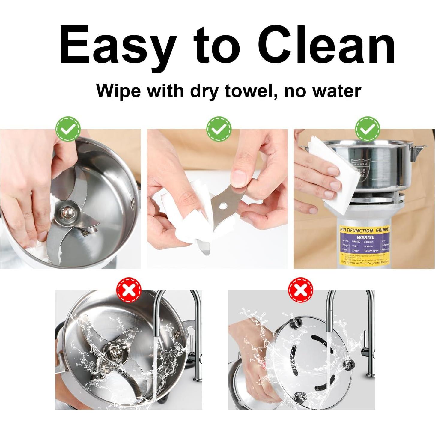 Molino de Harina Eléctrico WERISE 550g Acero Inoxidable