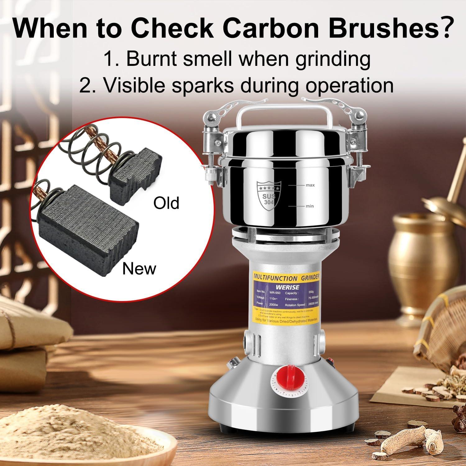 Molino de Harina Eléctrico WERISE 550g Acero Inoxidable