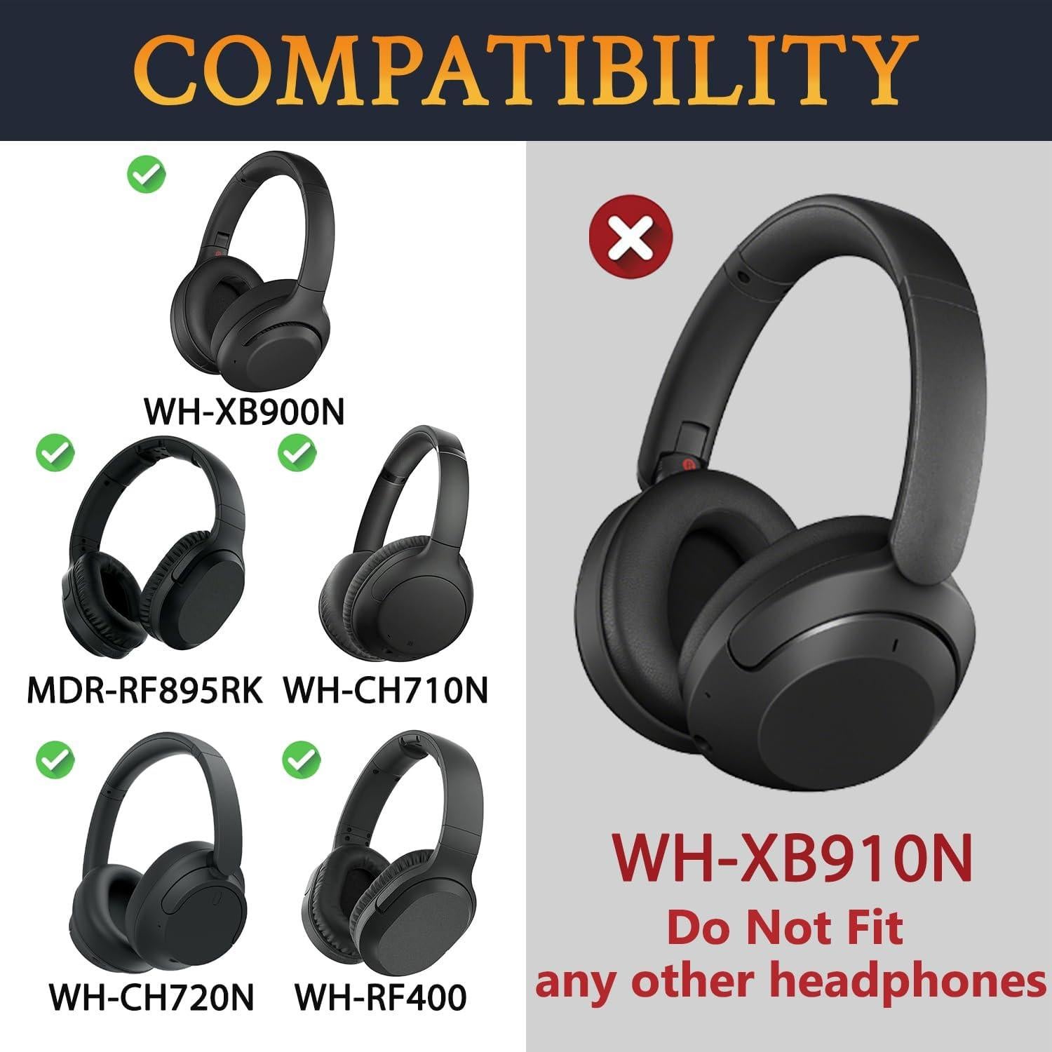 Almohadillas SOULWIT para Auriculares Sony WH-XB900N - Negro