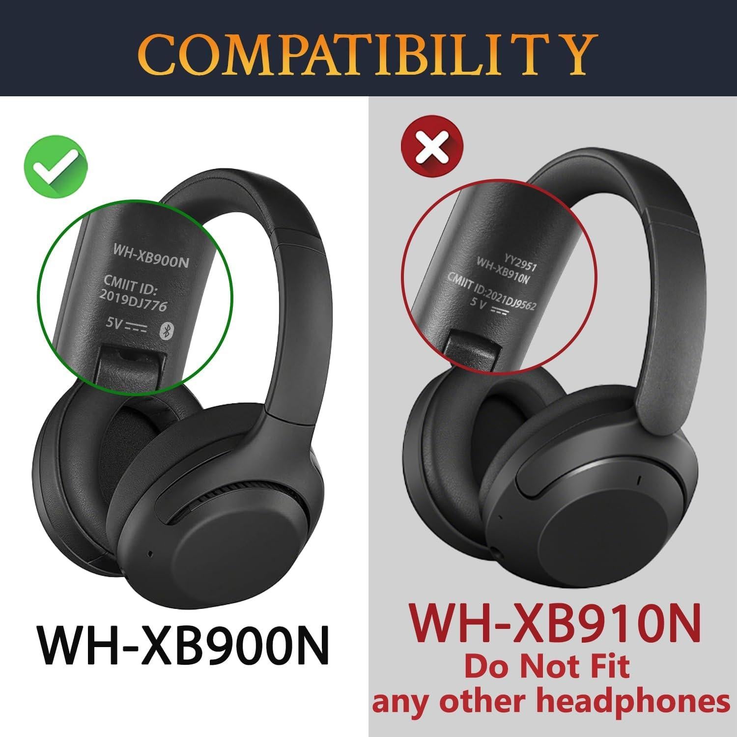 Almohadillas SOULWIT para Auriculares Sony WH-XB900N - Negro