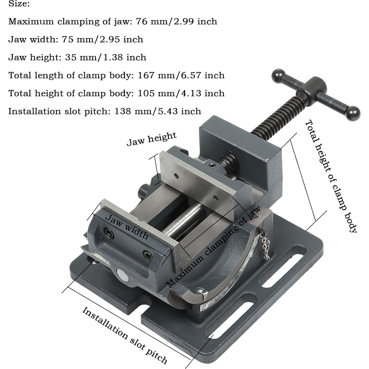 Vise de Taladro Inclinable Findmall 76mm Acero Hierro