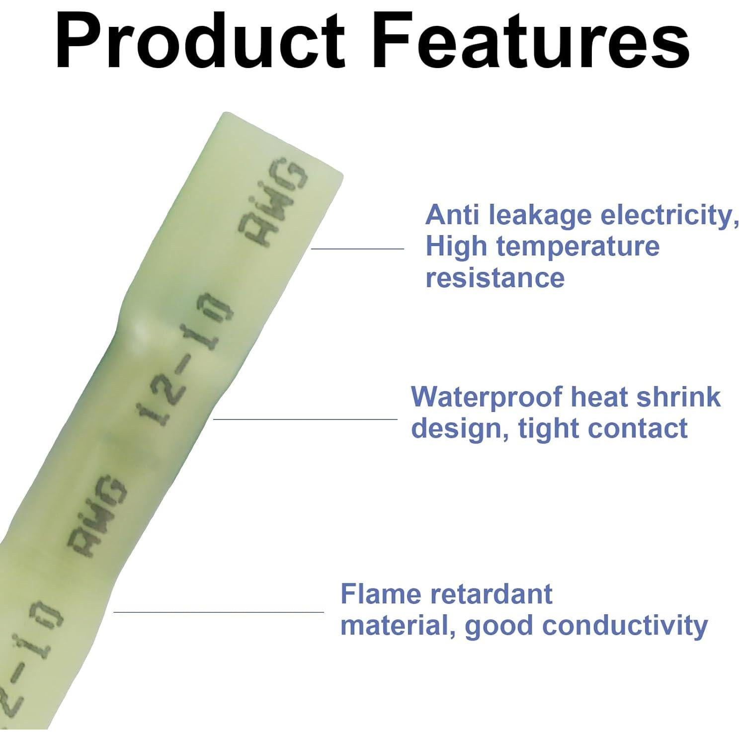 Conectores de Empalme Termocontraíbles Murtenze 12-10 AWG Amarillo - 50 Pcs