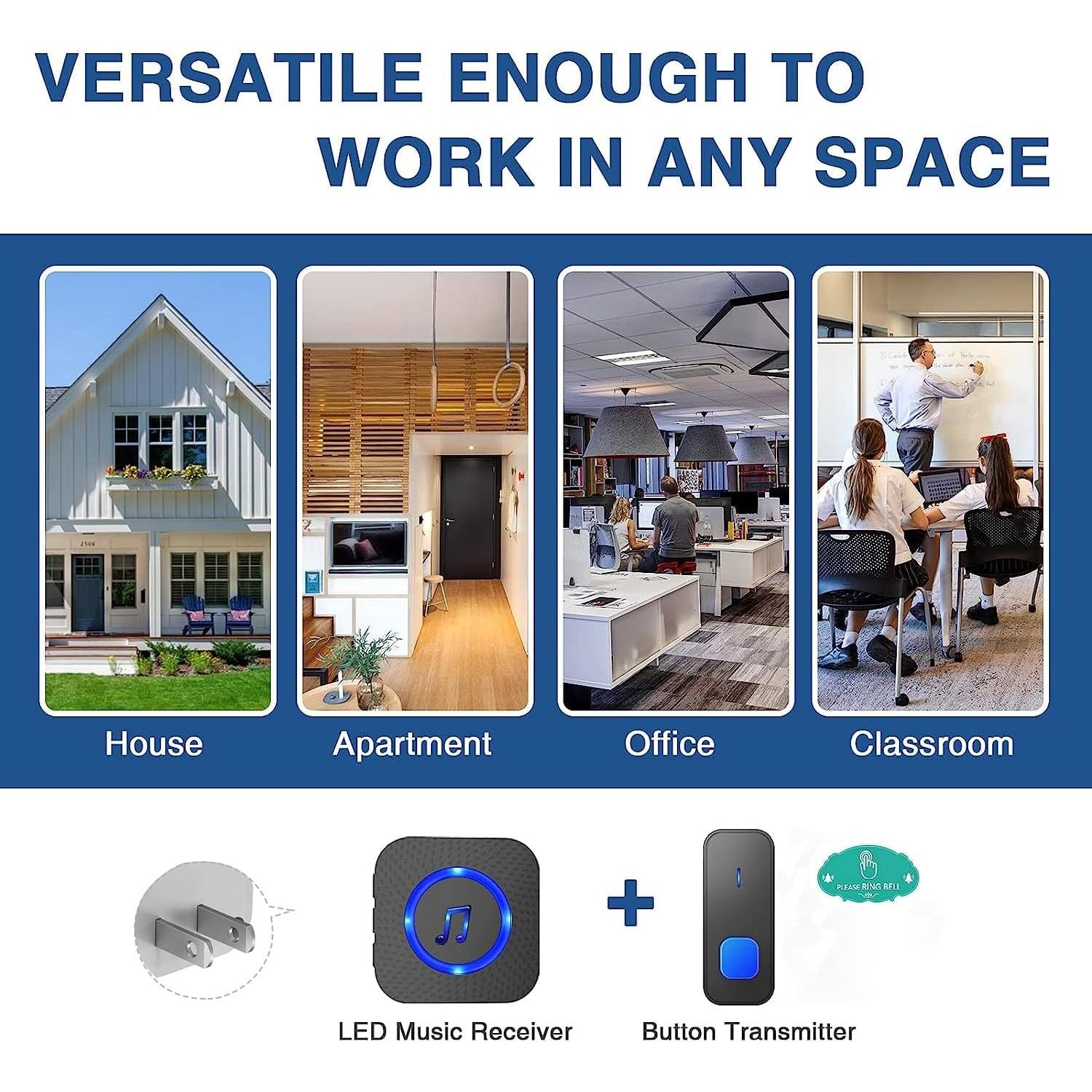 Timbre Inalámbrico SURFOU Impermeable 396m 55 Tonos 5 Volumen