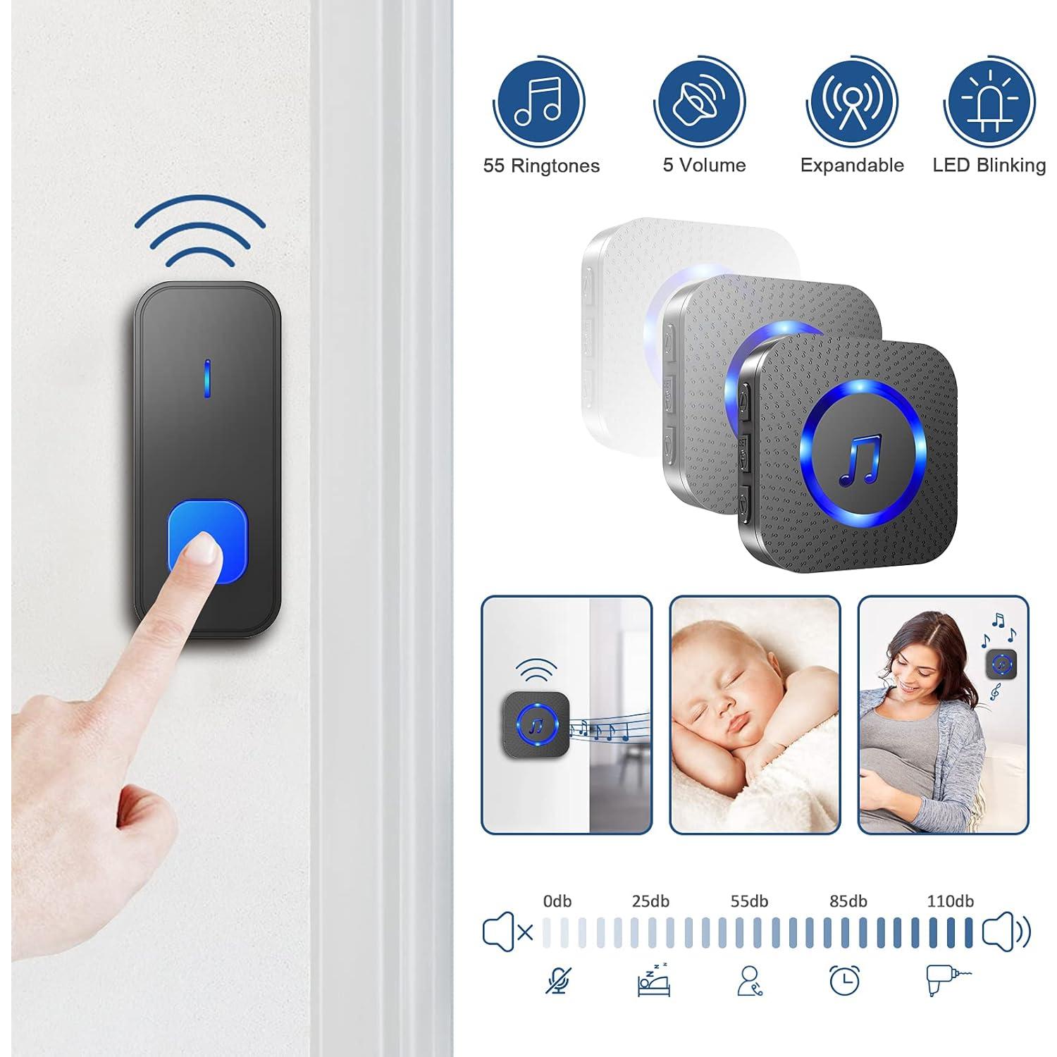 Timbre Inalámbrico SURFOU Impermeable 396m 55 Tonos 5 Volumen