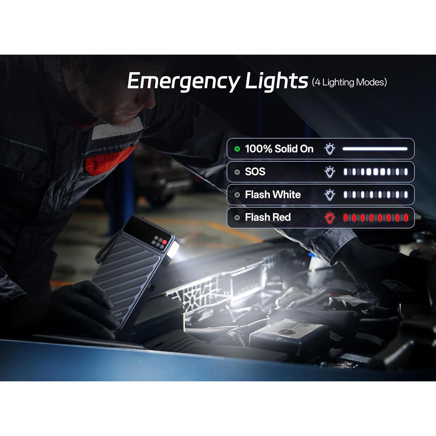 Arrancador de Salto Pelsee E1 3500A 20000mAh con Compresor