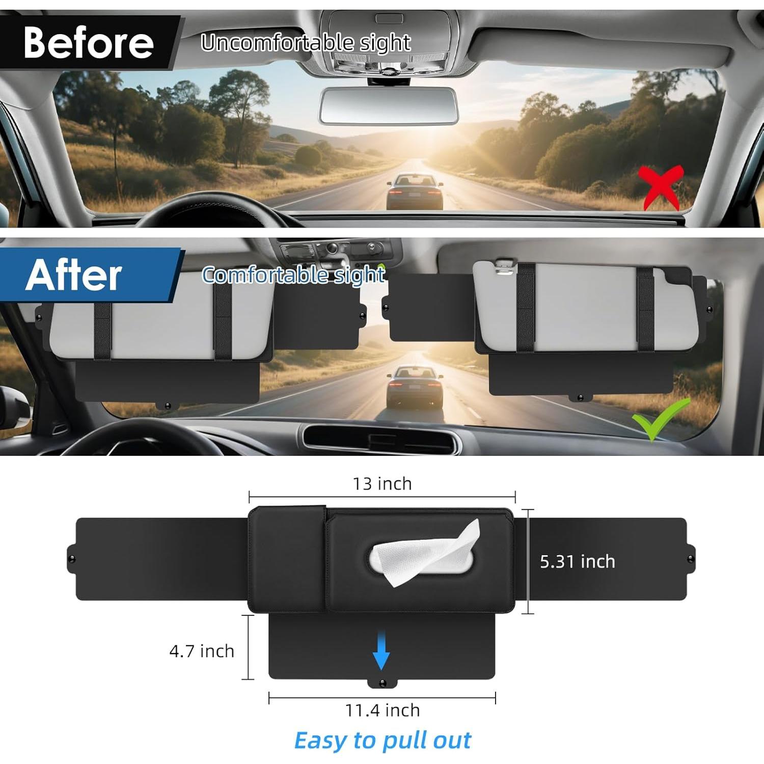 Extensor de Visera Solar PJLJY con Soporte para Servilletas