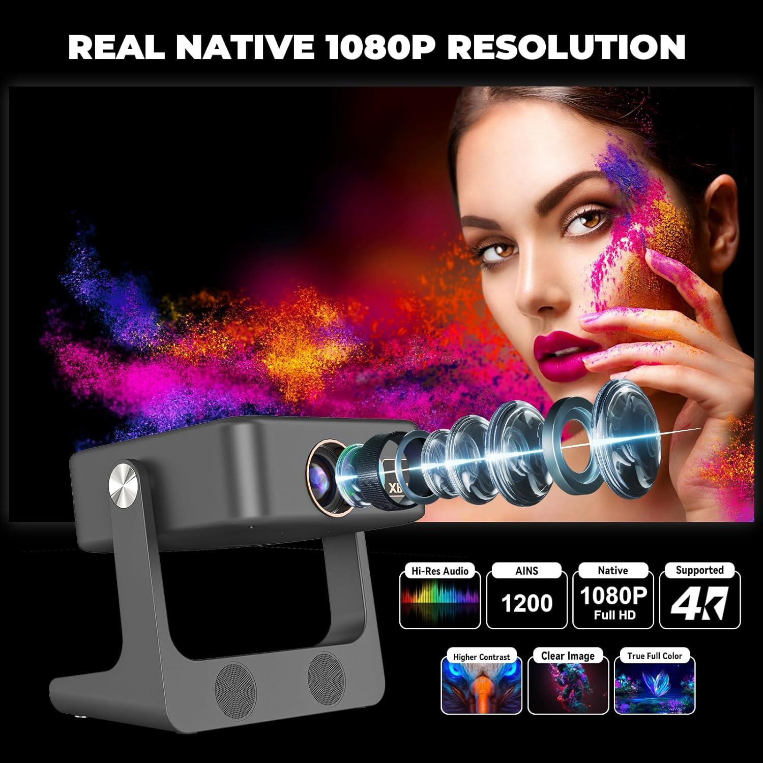 Proyector Portátil XBJ D1 Nativo 1080P 1200 ANSI WiFi Bluetooth