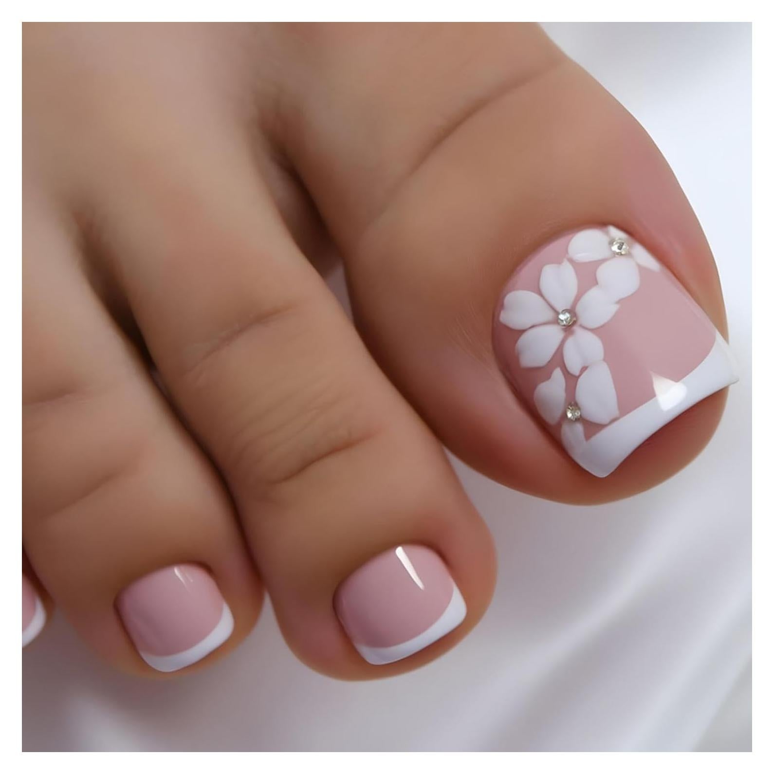 Uñas de Pies Postizas BLGTGH con Punta Francesa 24Pcs