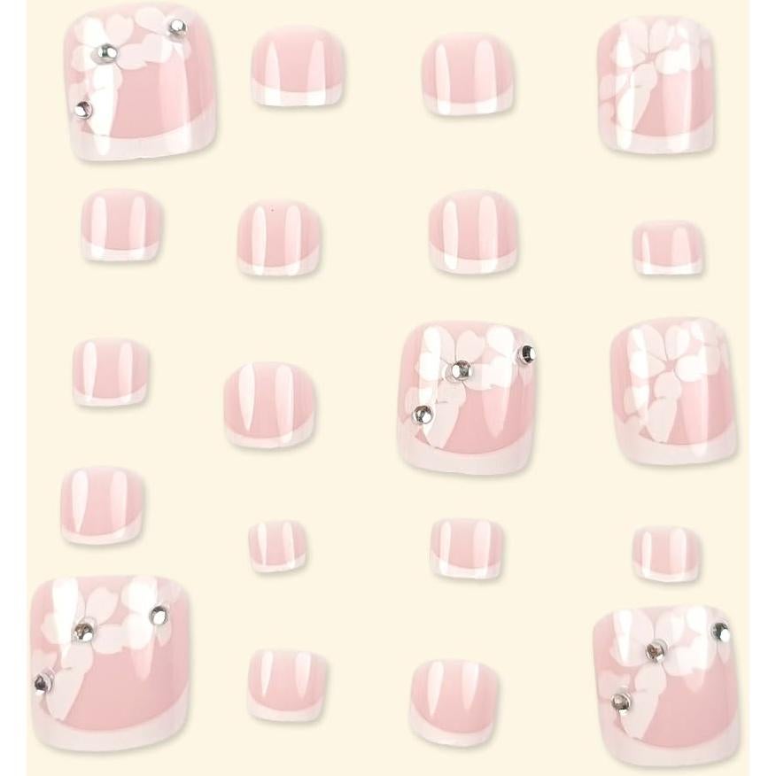 Uñas de Pies Postizas BLGTGH con Punta Francesa 24Pcs