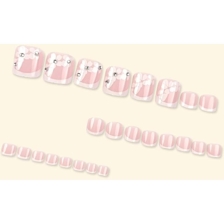 Uñas de Pies Postizas BLGTGH con Punta Francesa 24Pcs