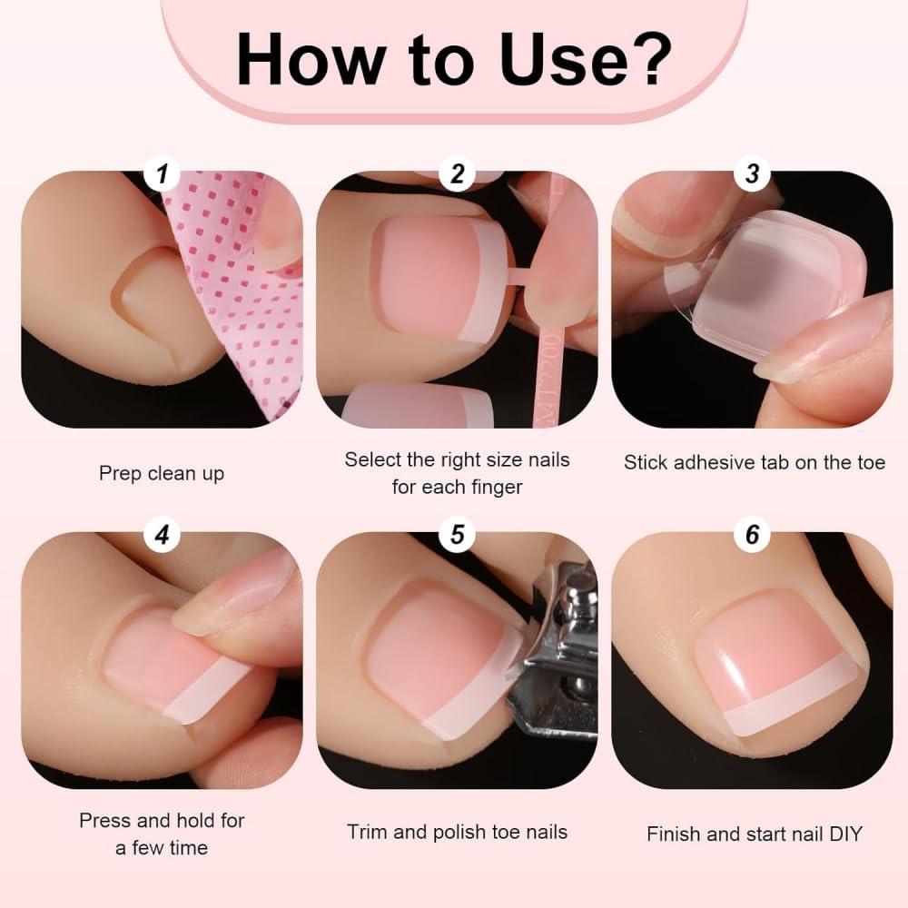 Uñas de Pies Postizas BLGTGH con Punta Francesa 24Pcs