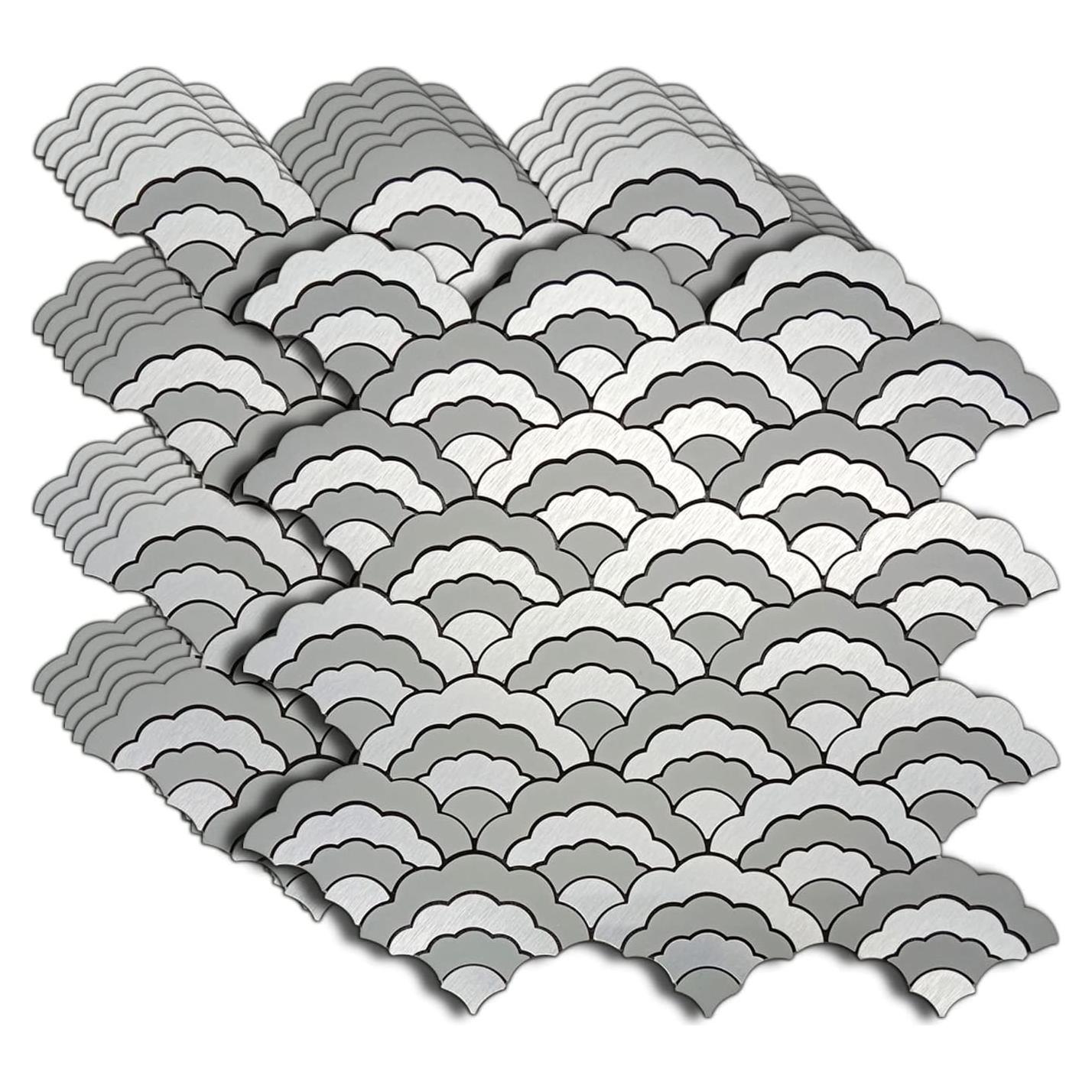 Azulejos autoadhesivos XUANINY 7 hojas aluminio 3D plata