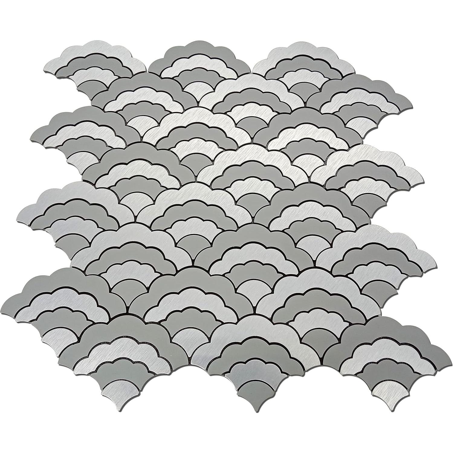 Azulejos autoadhesivos XUANINY 7 hojas aluminio 3D plata