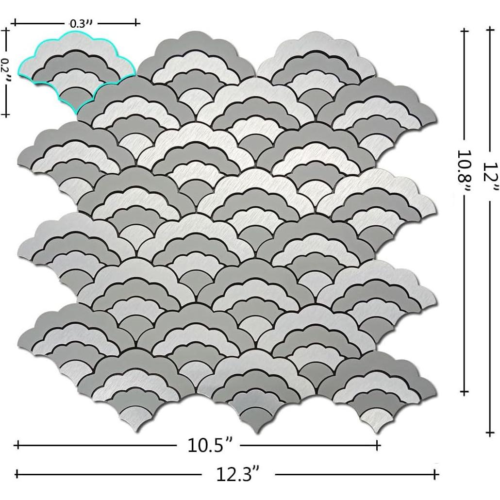 Azulejos autoadhesivos XUANINY 7 hojas aluminio 3D plata