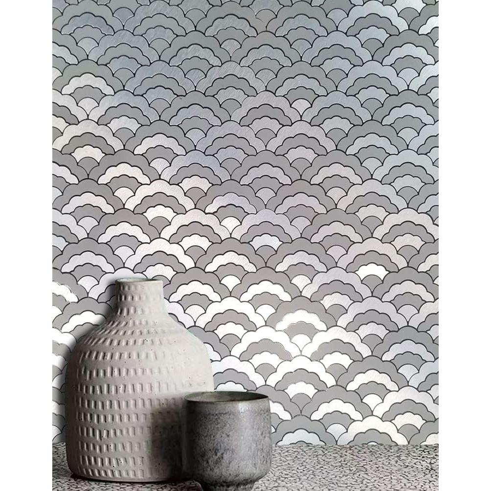 Azulejos autoadhesivos XUANINY 7 hojas aluminio 3D plata