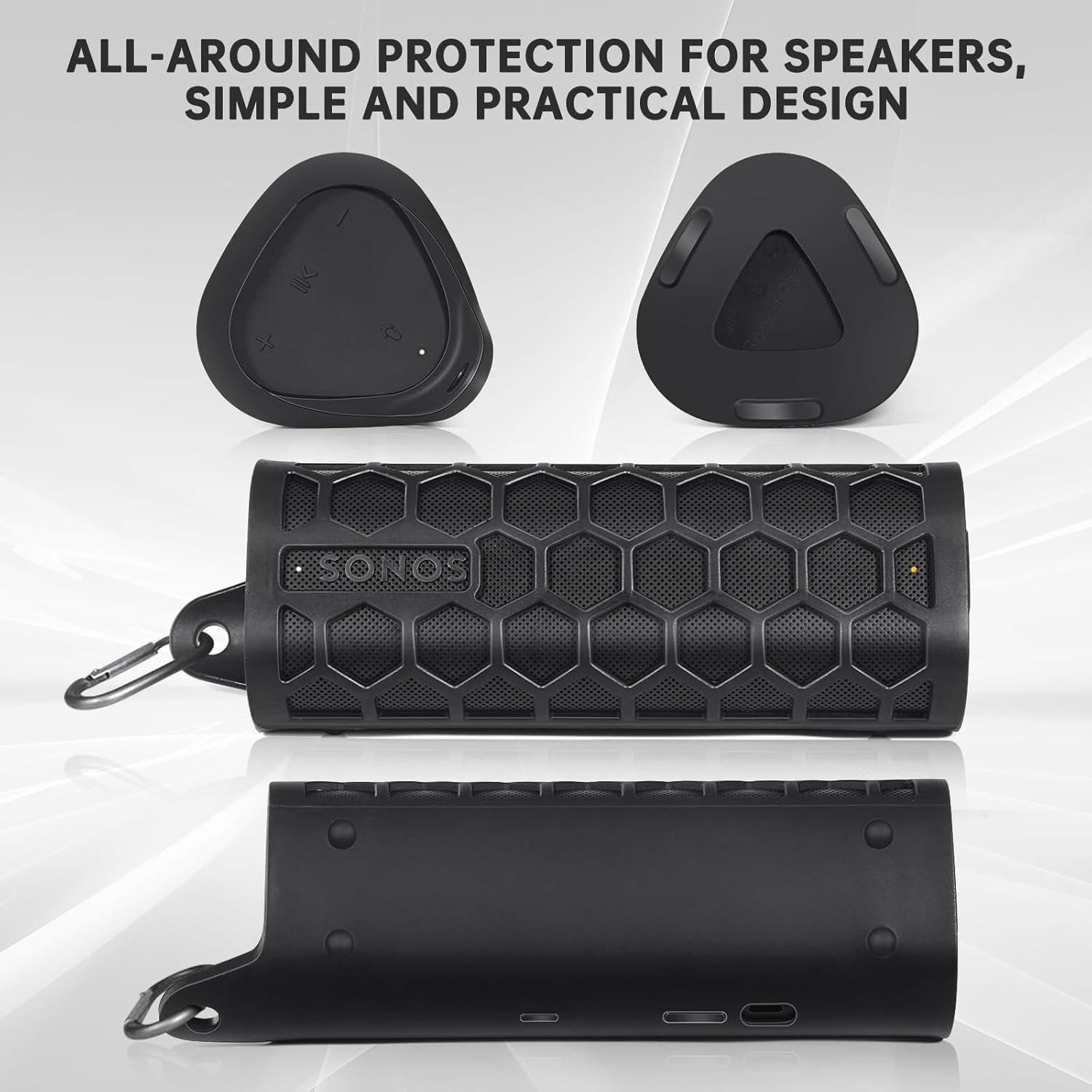 Funda de Silicona PISOSN para Sonos Roam 2 - Protección Negra