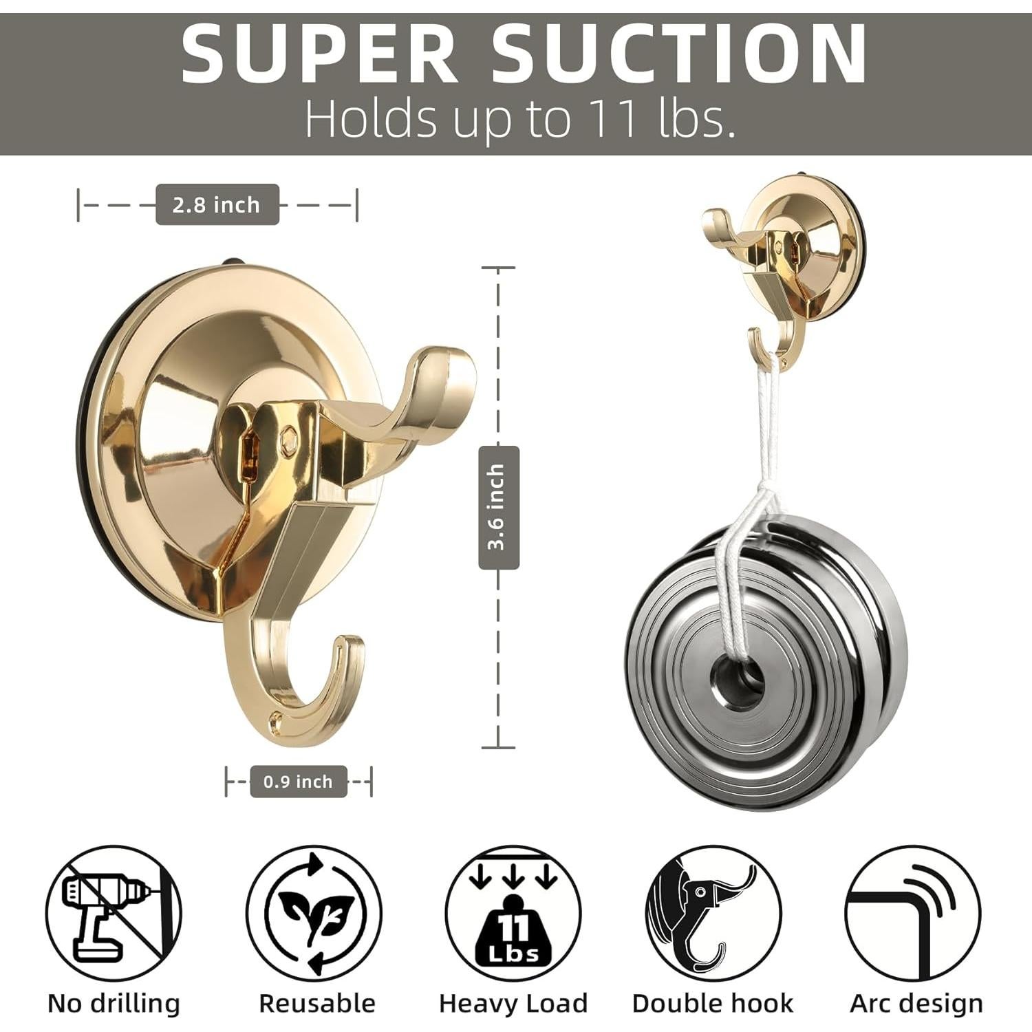 Ganchos de Ventosa Antimbee Oro - Paquete de 5, 5 kg