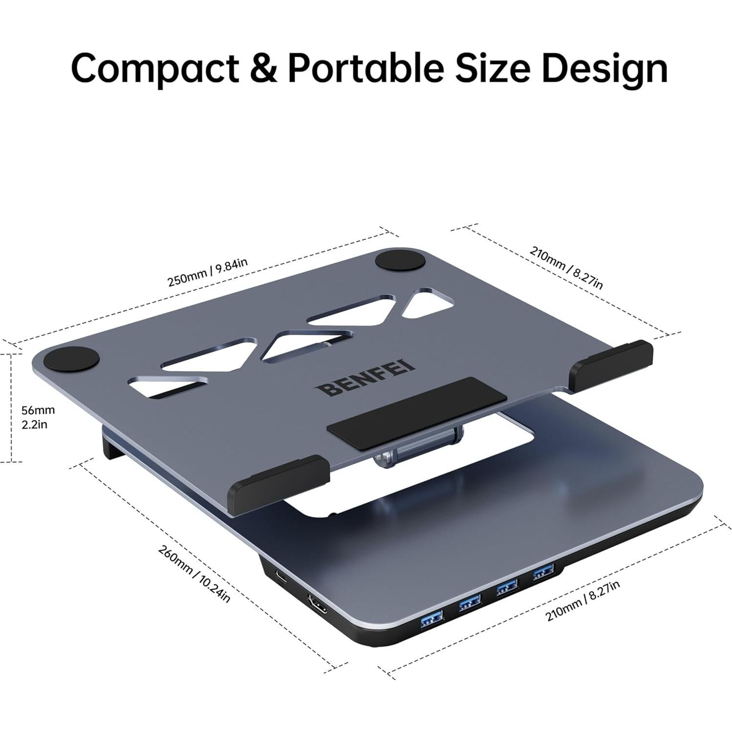 Soporte para Laptop BENFEI 6 en 1 HDMI 4K USB C Ajustable