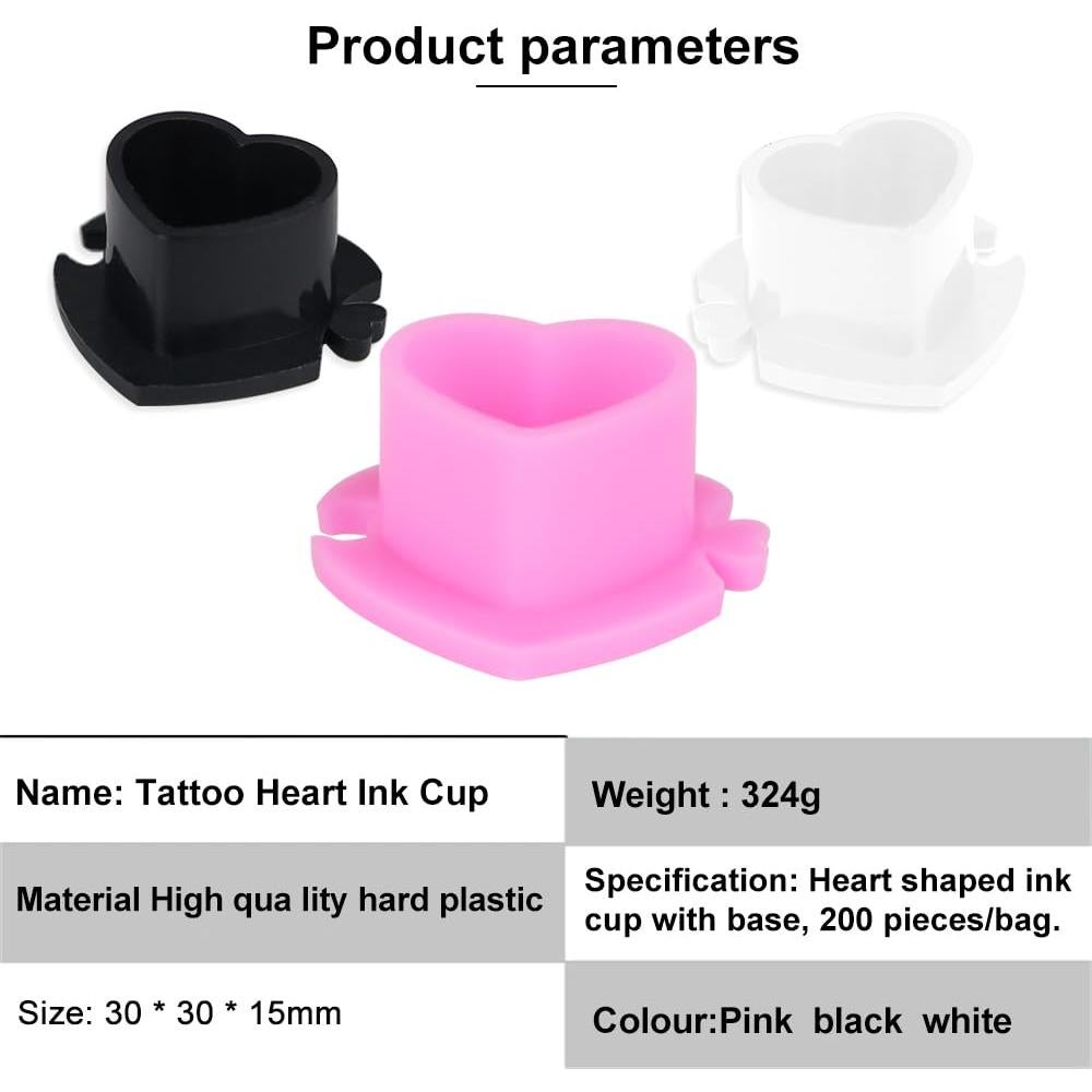 200 Tazas de Tinta Desechables para Tatuajes IFERO - Corazón Negro