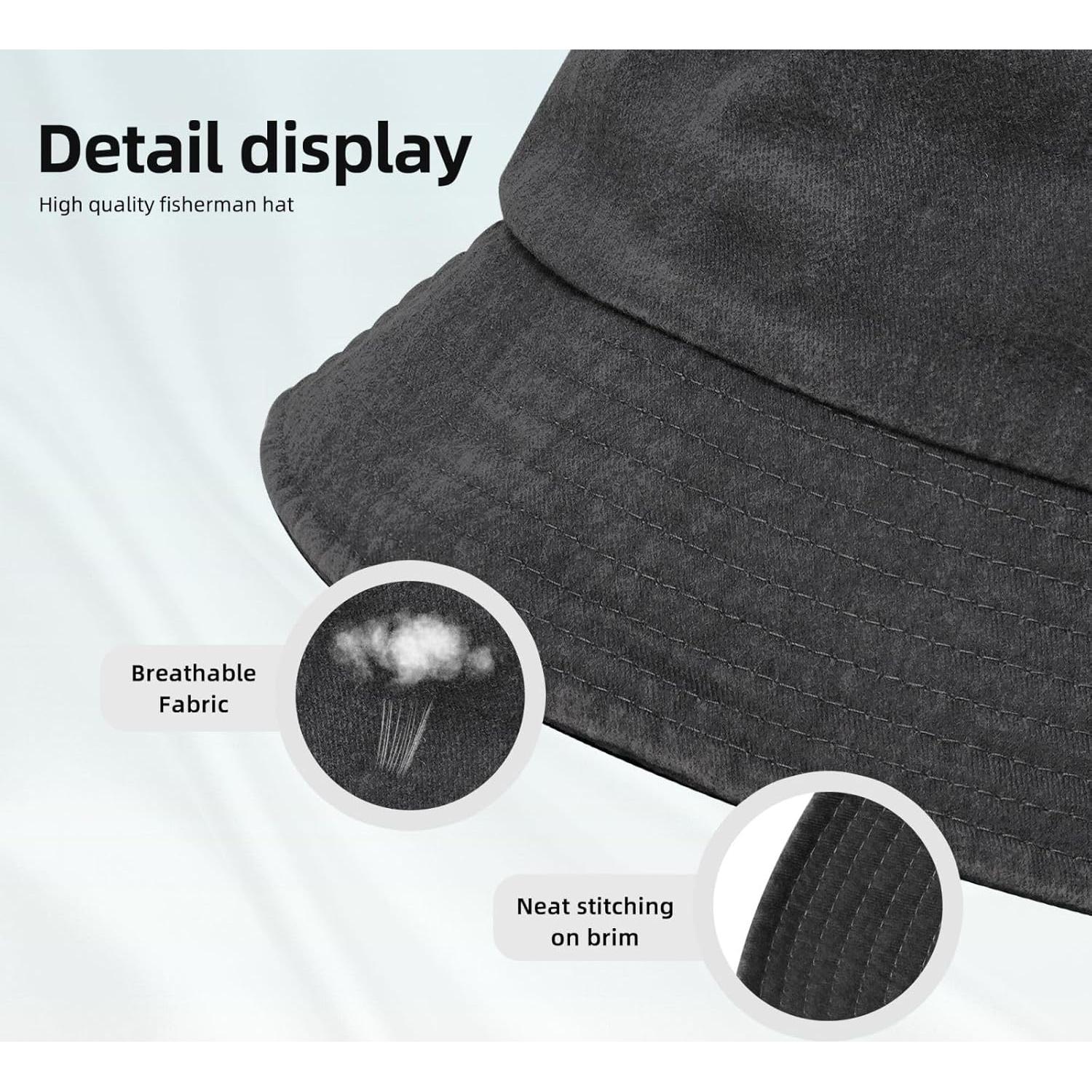 Sombrero de Cubo Unisex KCNSEZA Algodón Lavado Negro