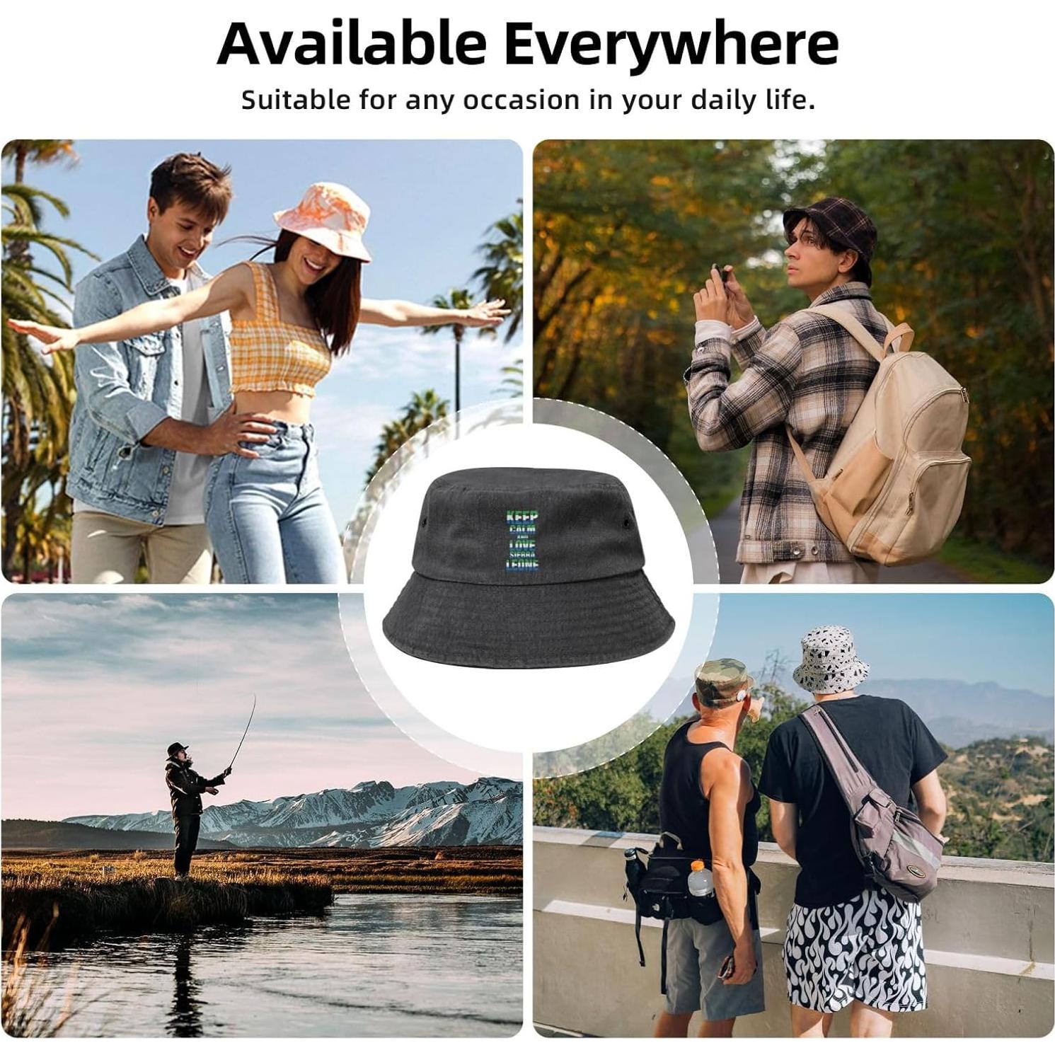 Sombrero de Cubo Unisex KCNSEZA Algodón Lavado Negro