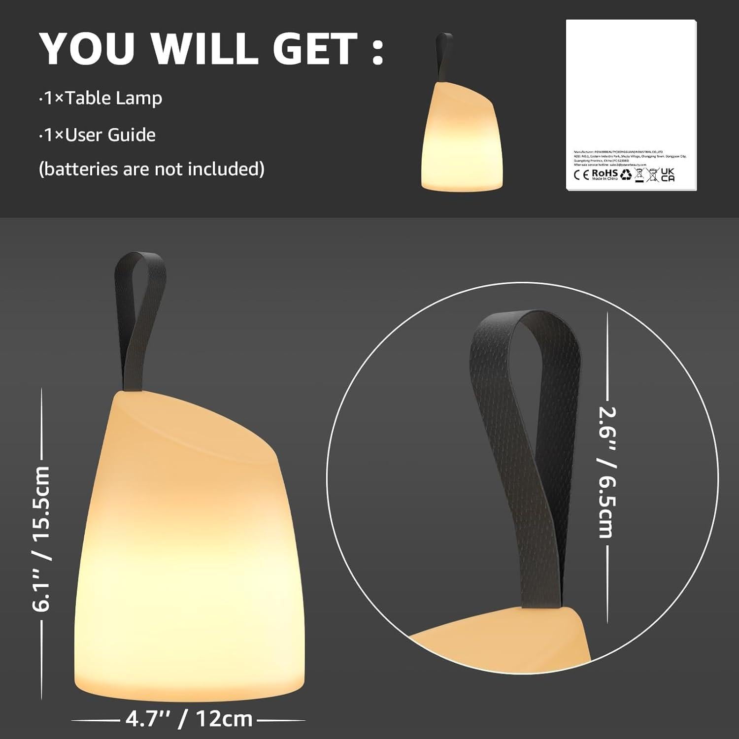 Lámpara LED Portátil uuffoo Resistente al Agua 320g