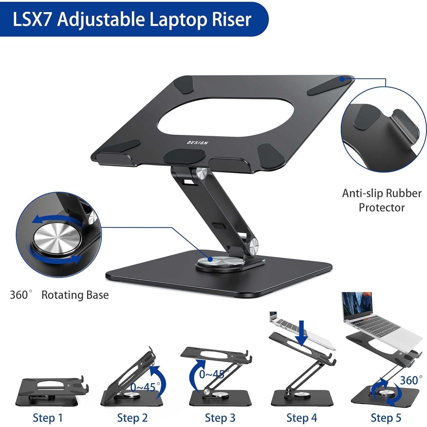 Soporte para Laptop BESIGN LSX7 Ergonómico Ajustable Negro