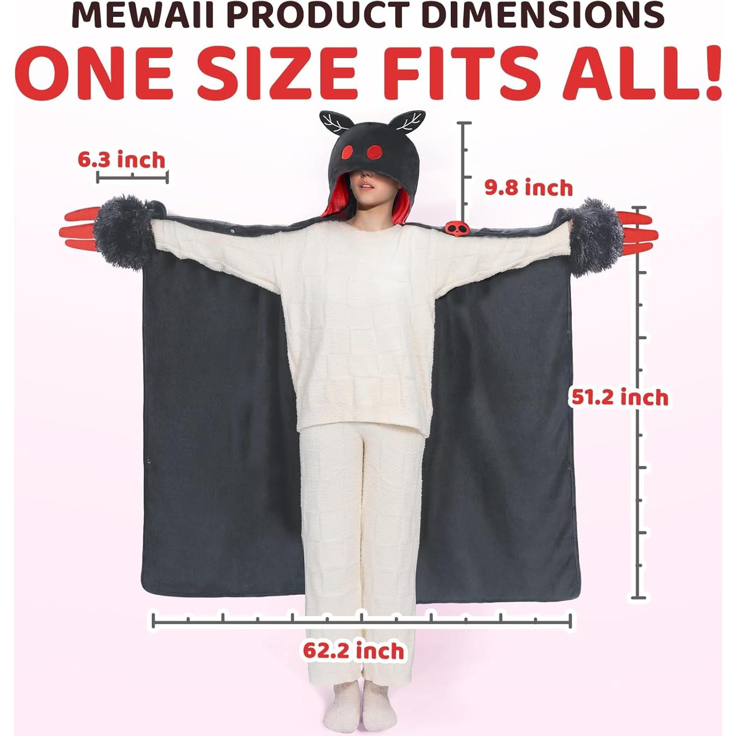 Manta con Capucha Mothman Mewaii para Adultos 157.5x132 cm