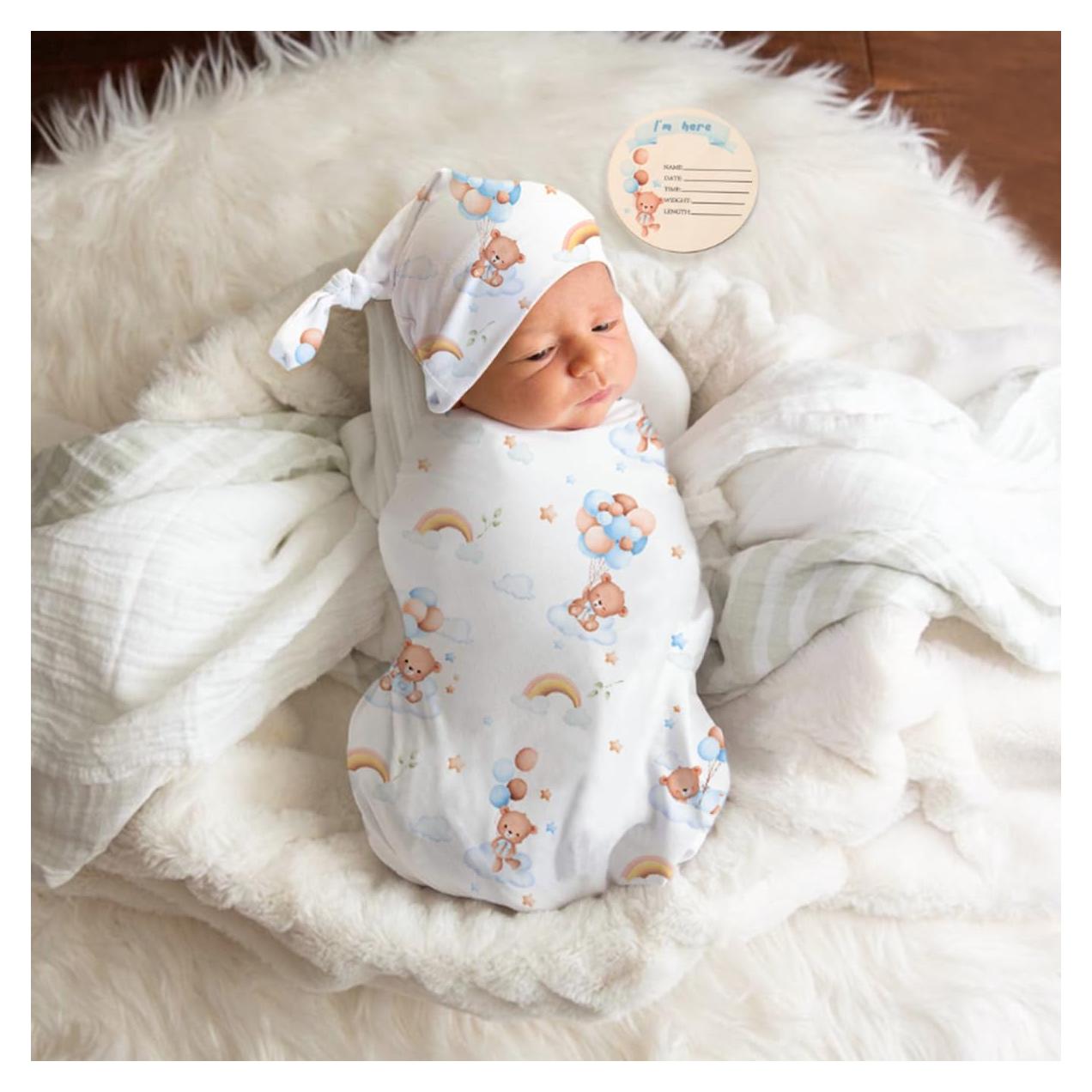 Manta de Recepción y Diadema Ylsteed para Bebés 81x81cm Oso