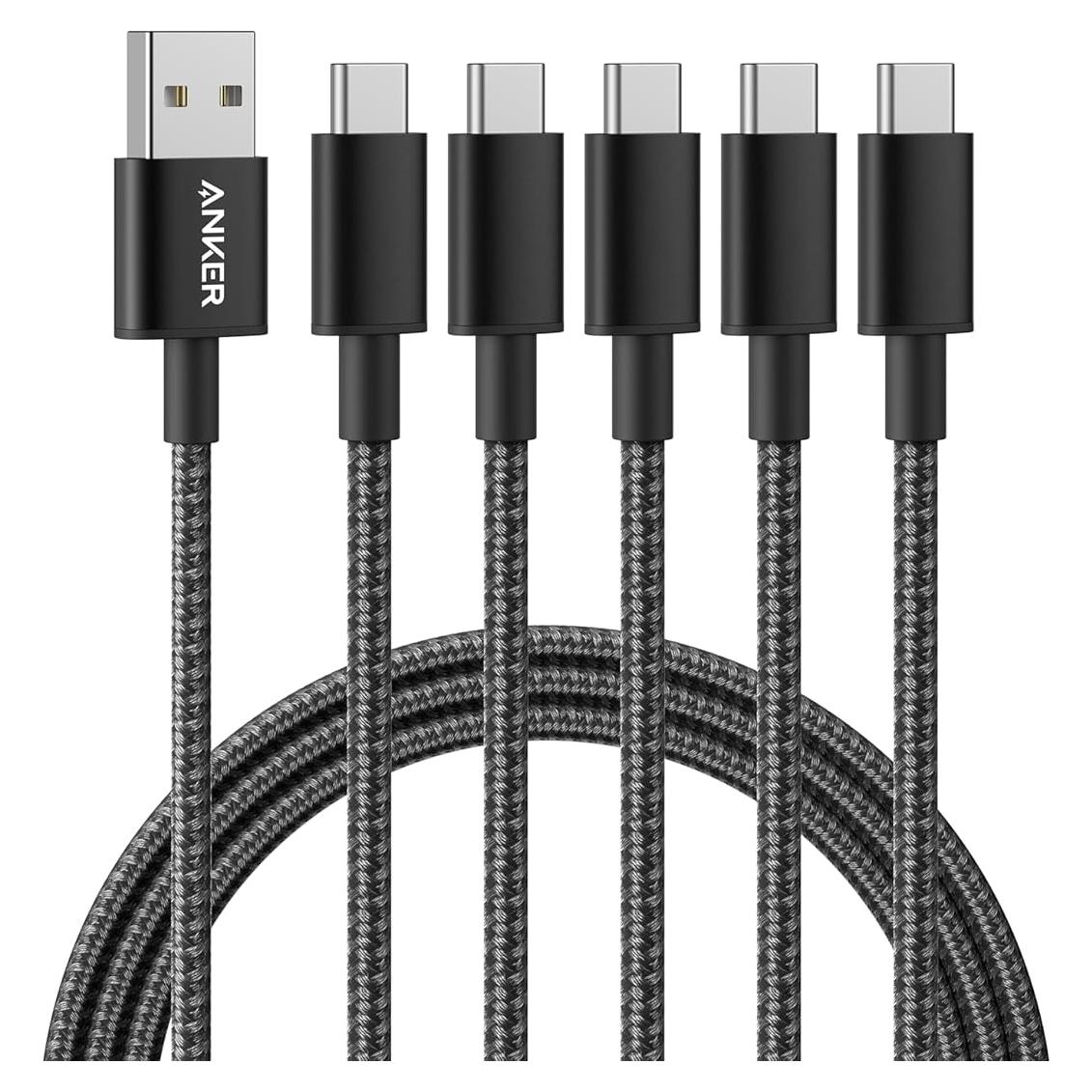 Cable USB A a USB C Anker 5 Pack 182 cm Negro