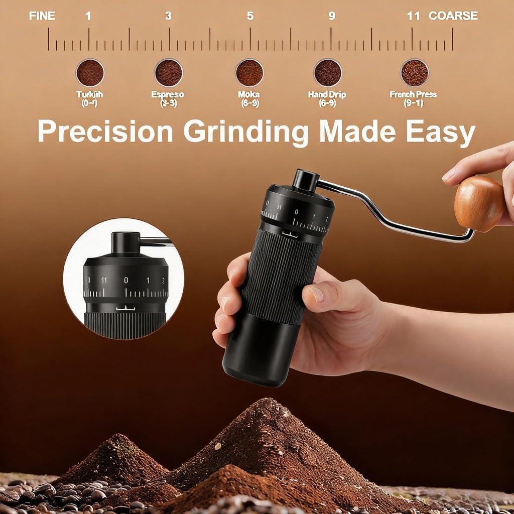 Molino de Café Manual Suvykep KA-1 Negro, 25g, Acero Inoxidable