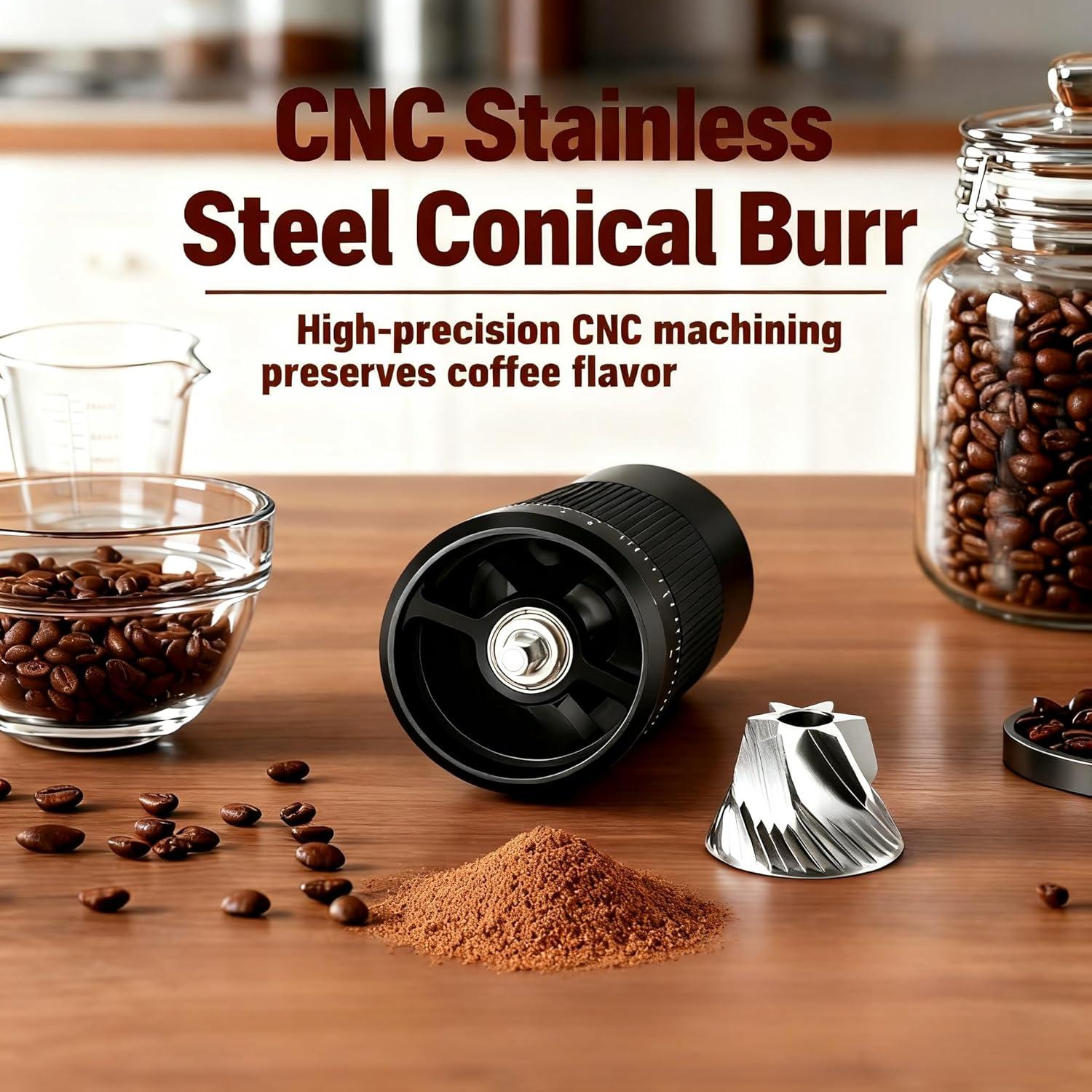 Molino de Café Manual Suvykep KA-1 Negro, 25g, Acero Inoxidable