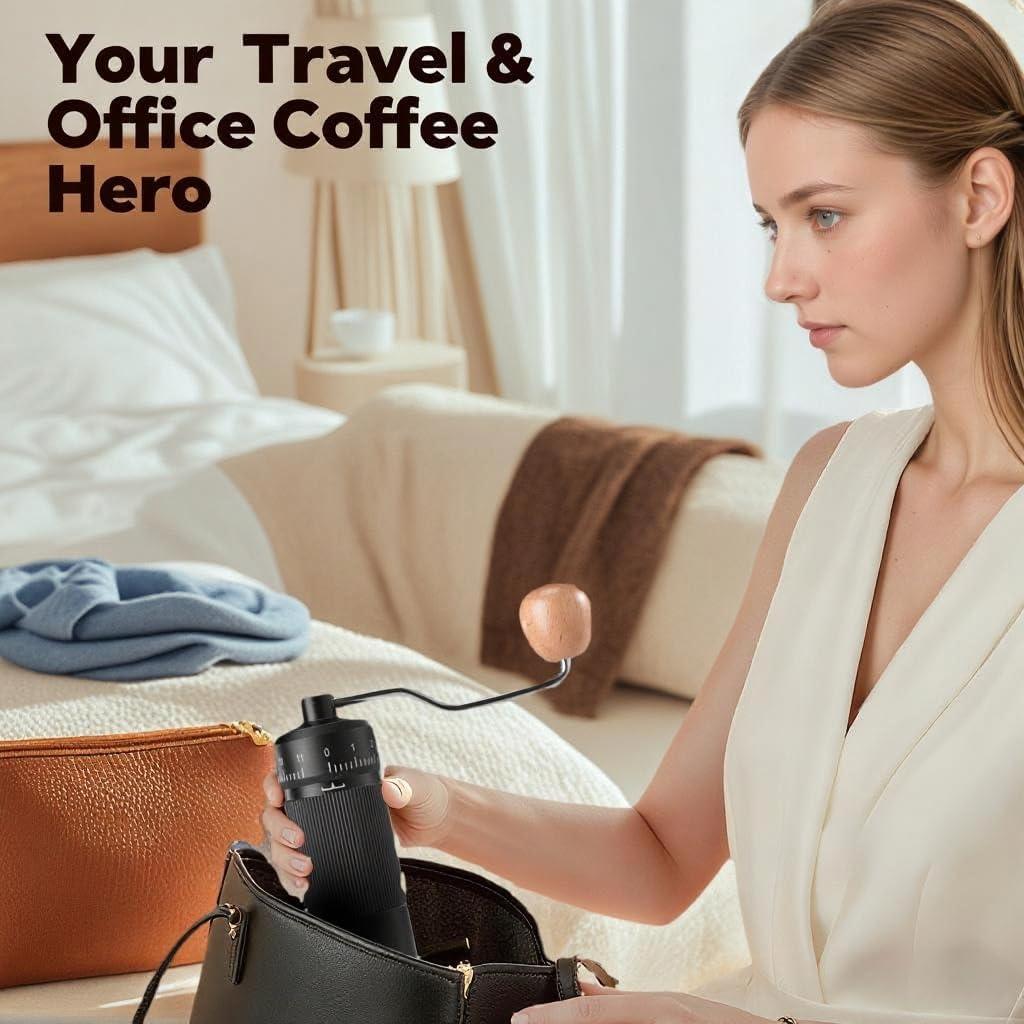 Molino de Café Manual Suvykep KA-1 Negro, 25g, Acero Inoxidable