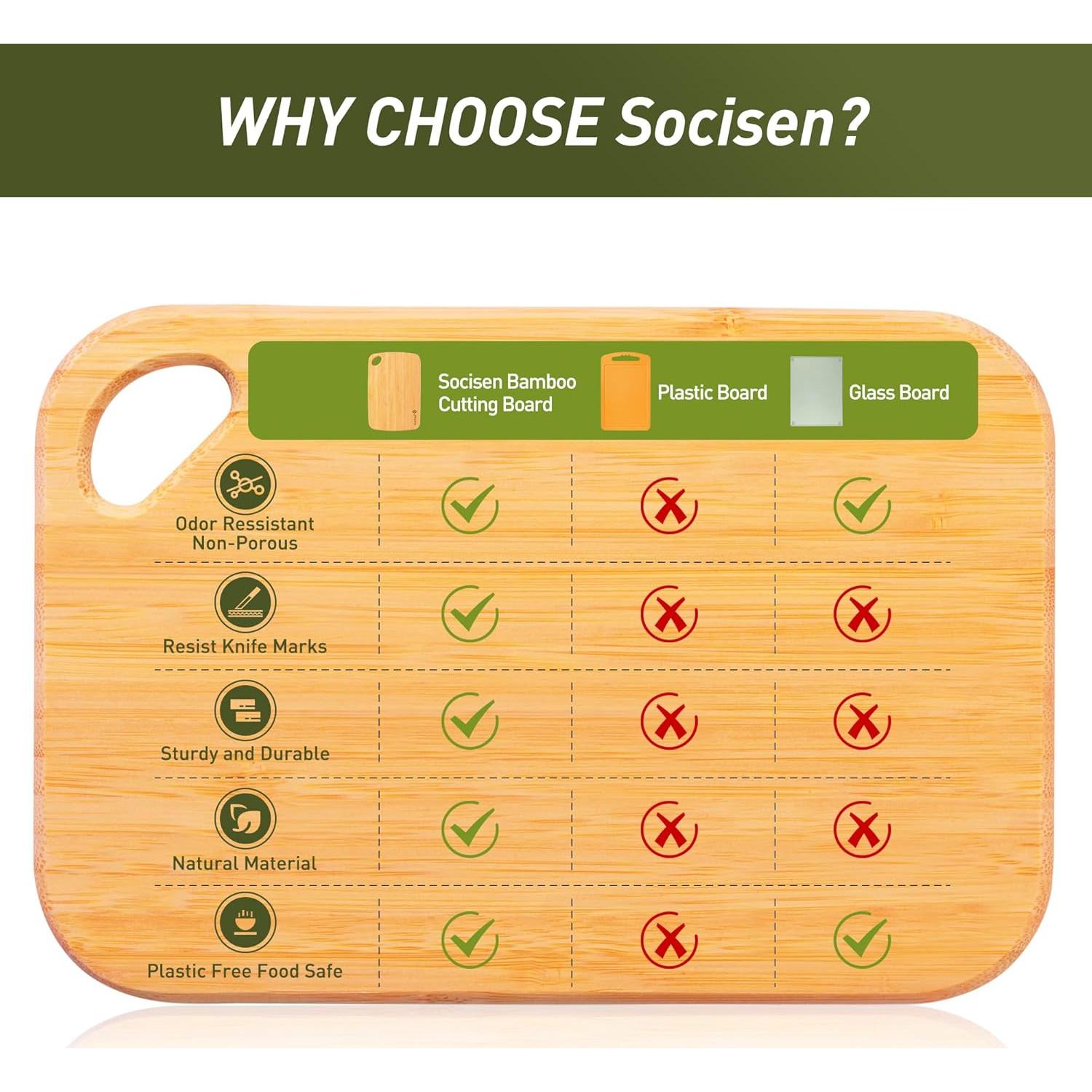 2 Tablas de Cortar Mini de Bambú Socisen 22x15.2cm Ecológicas