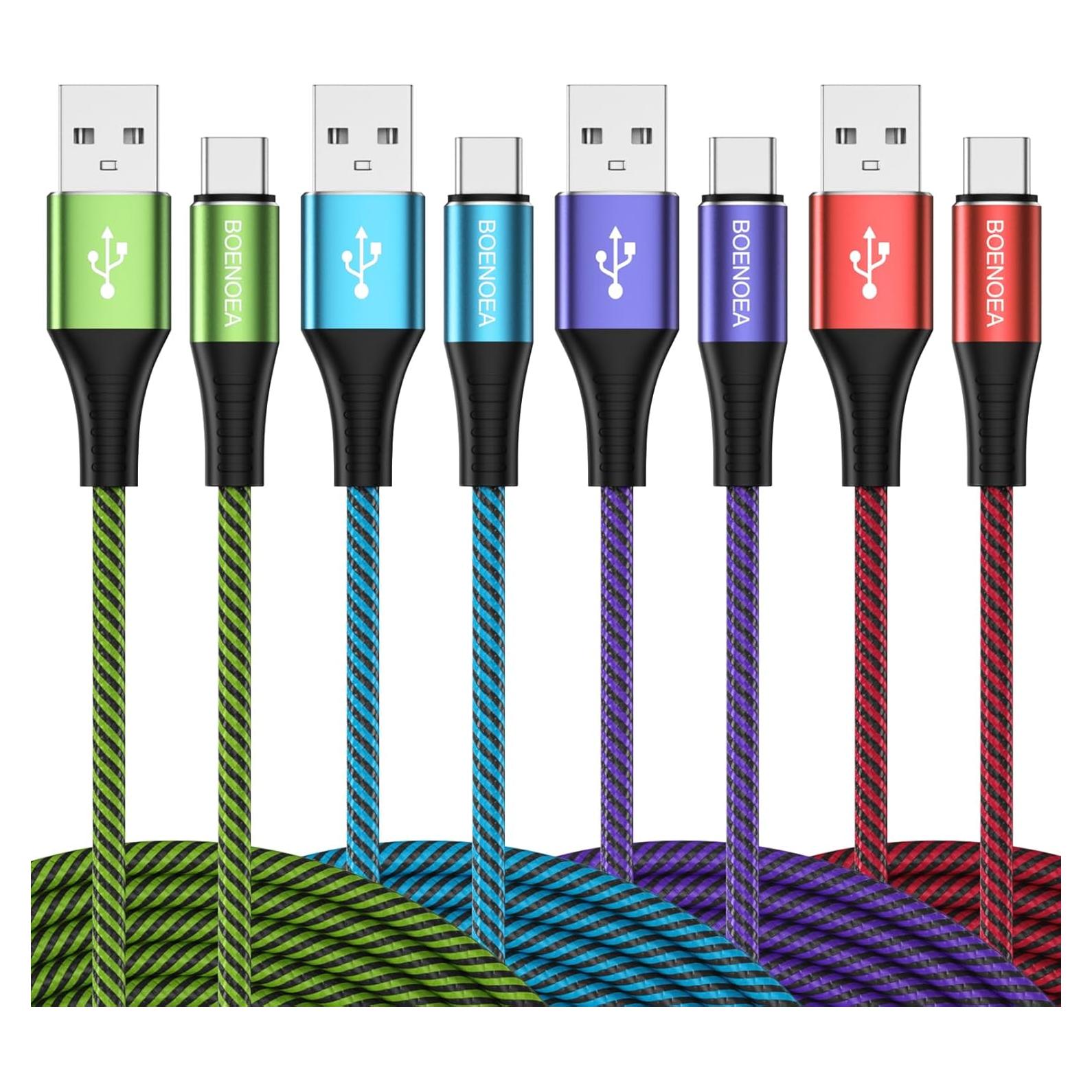 Cable USB C Boenoea 3 m Carga Rápida 4 Piezas Multicolor