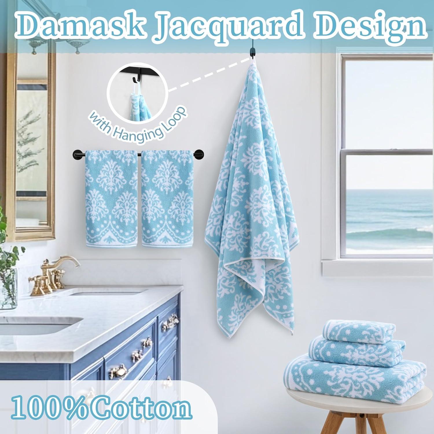 Juego de 4 Toallas de Mano VOOVA & MOVAS 100% Algodón Aqua