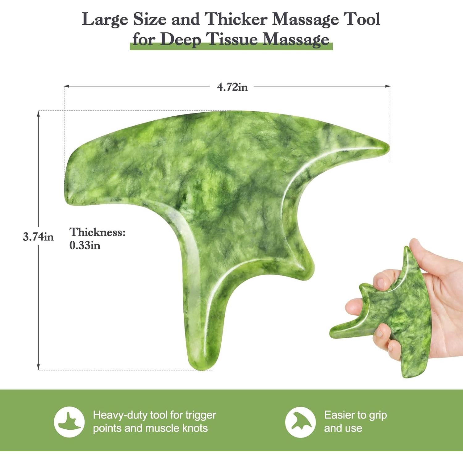 Juego de 3 Herramientas de Masaje Gua Sha Mierbai Jade 10.67 cm