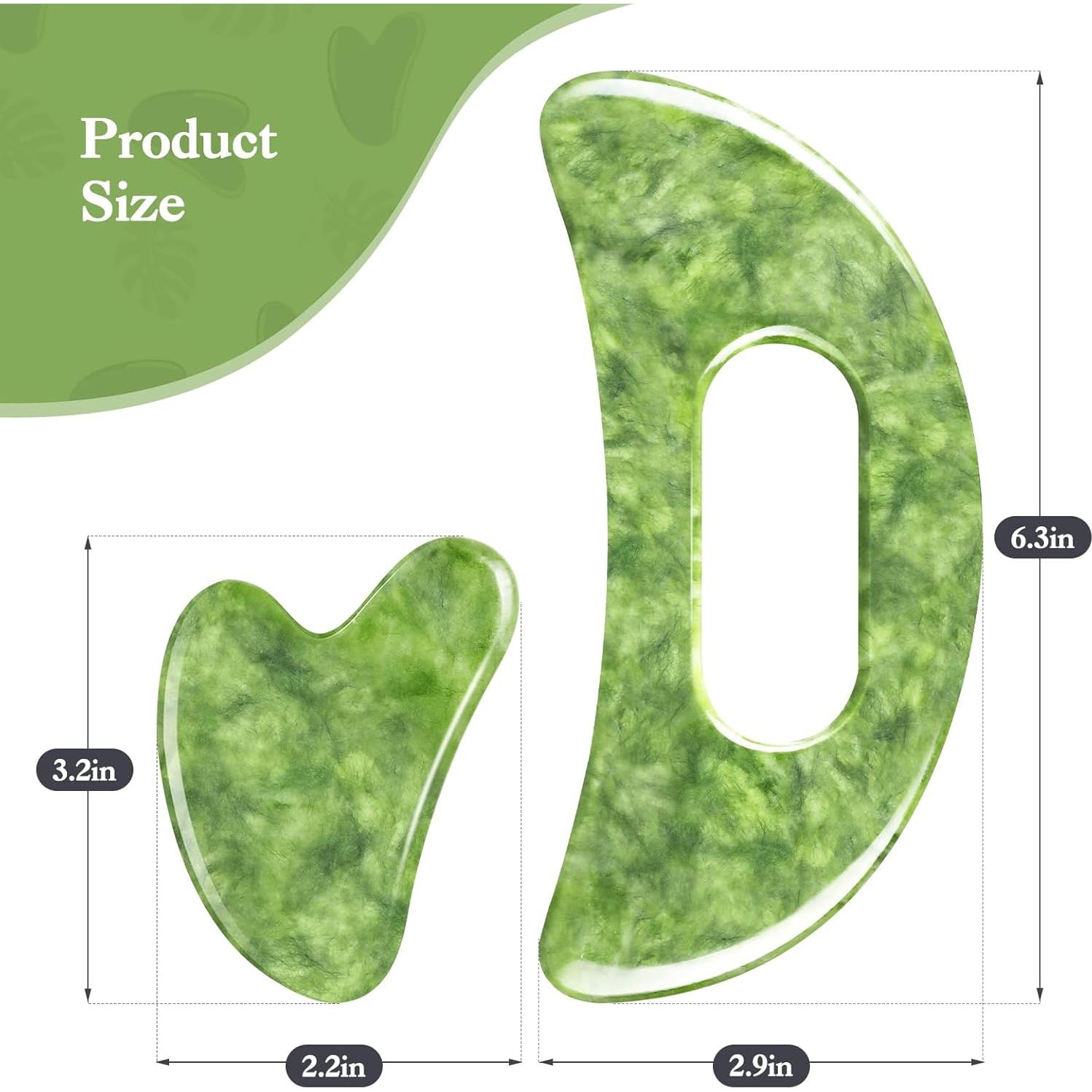 Juego de 3 Herramientas de Masaje Gua Sha Mierbai Jade 10.67 cm